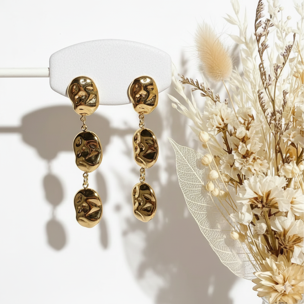 Boucles d'Oreilles Pendantes Dorées CAMILLA