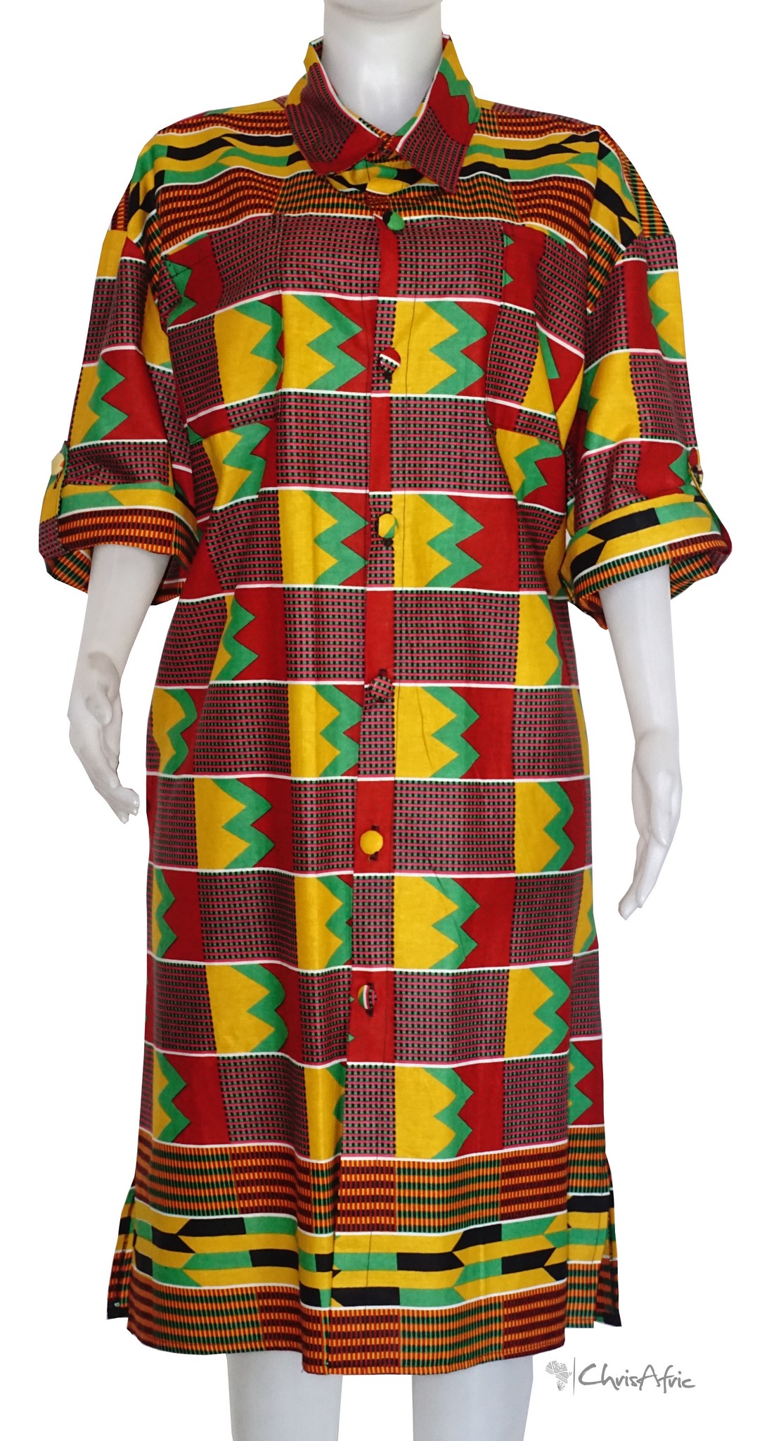 Colorful Kente Shirt Dress