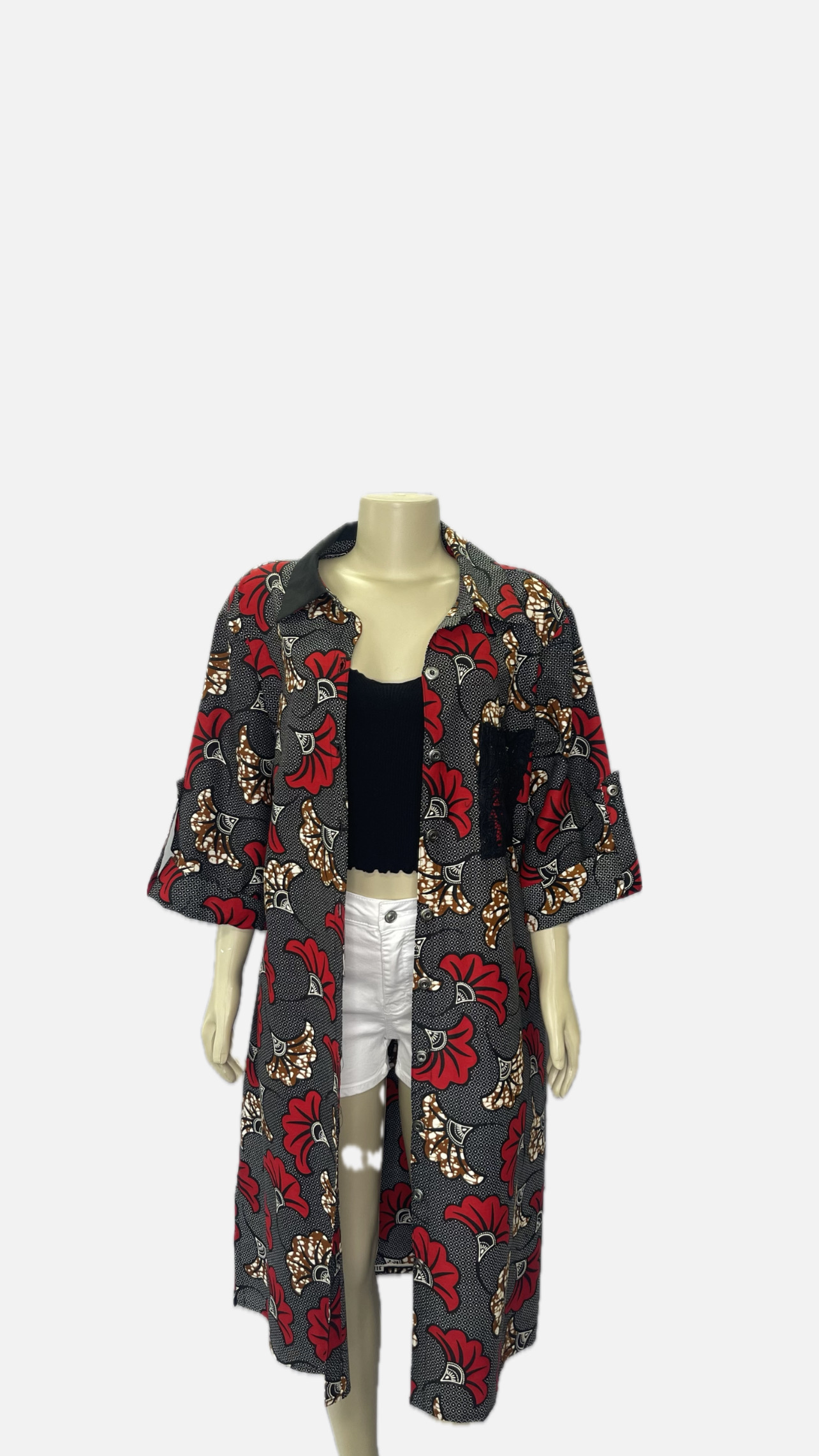 Floral African Print Long Shirt Dress