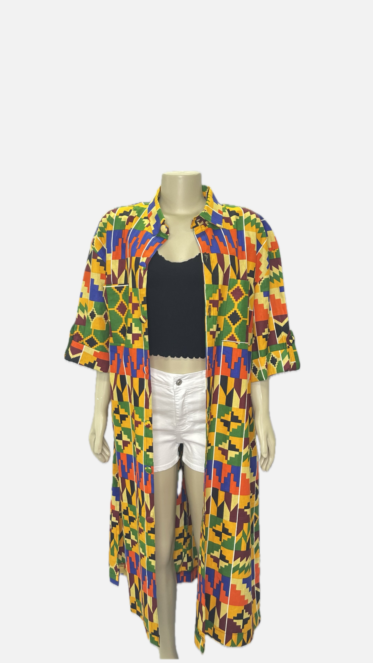 Colorful Kente African Print Shirt Dress