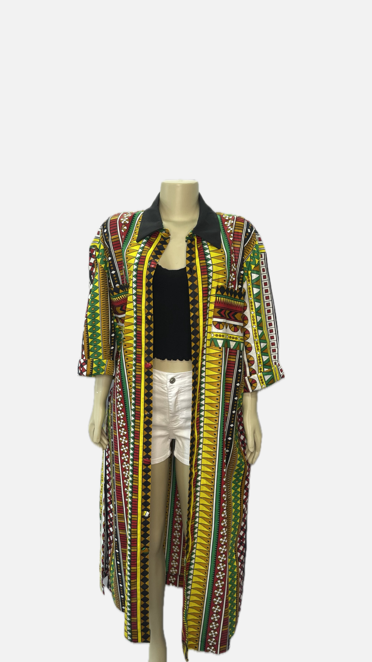 Colorful African print Long-Sleeve shirt Dress