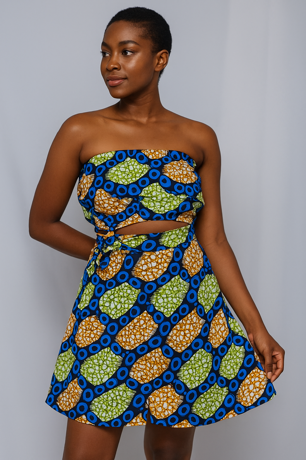 African print Colorful bandeau top and wrap skirt 2