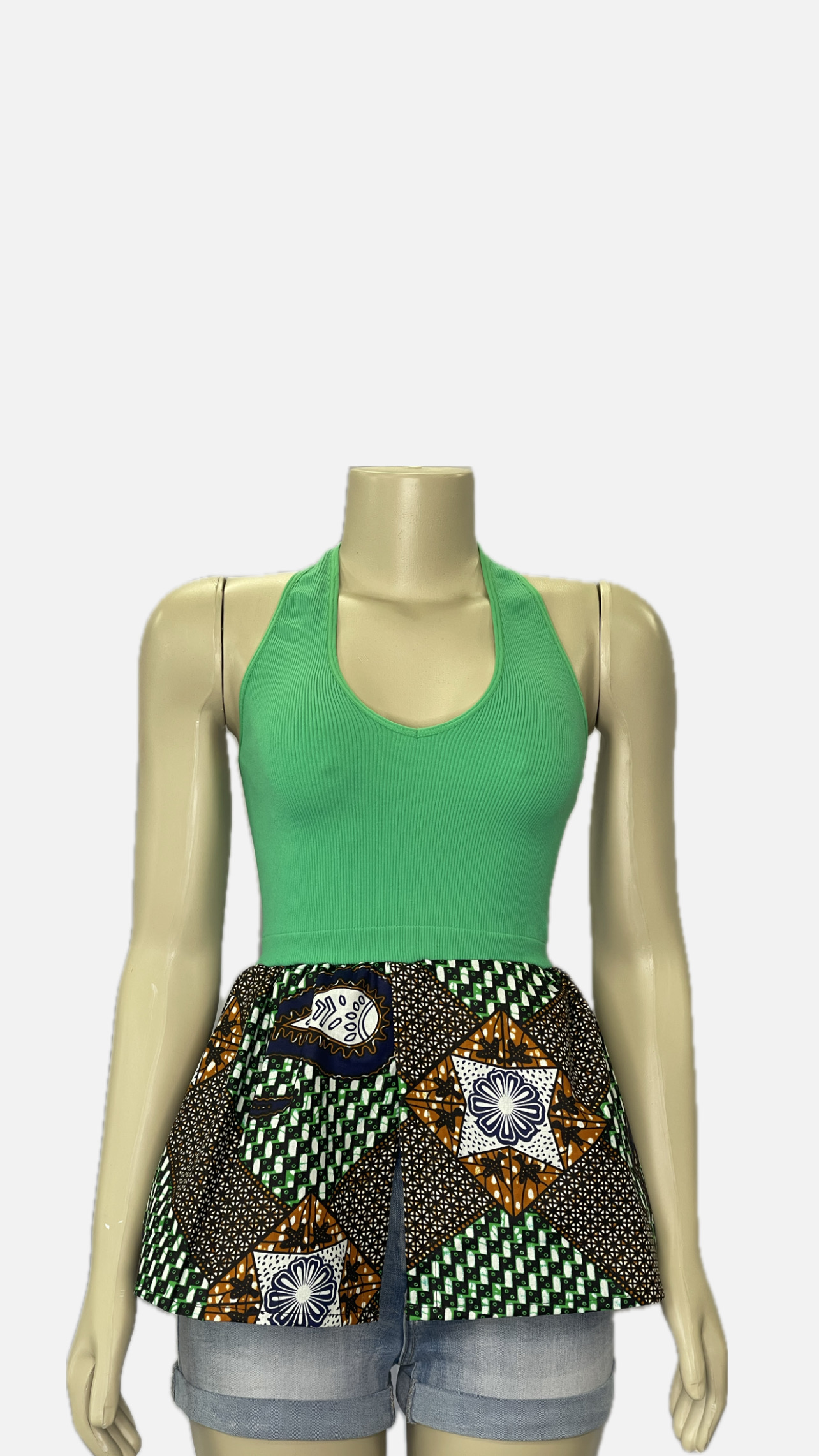 Halter Neck Top with African Print Peplum 4