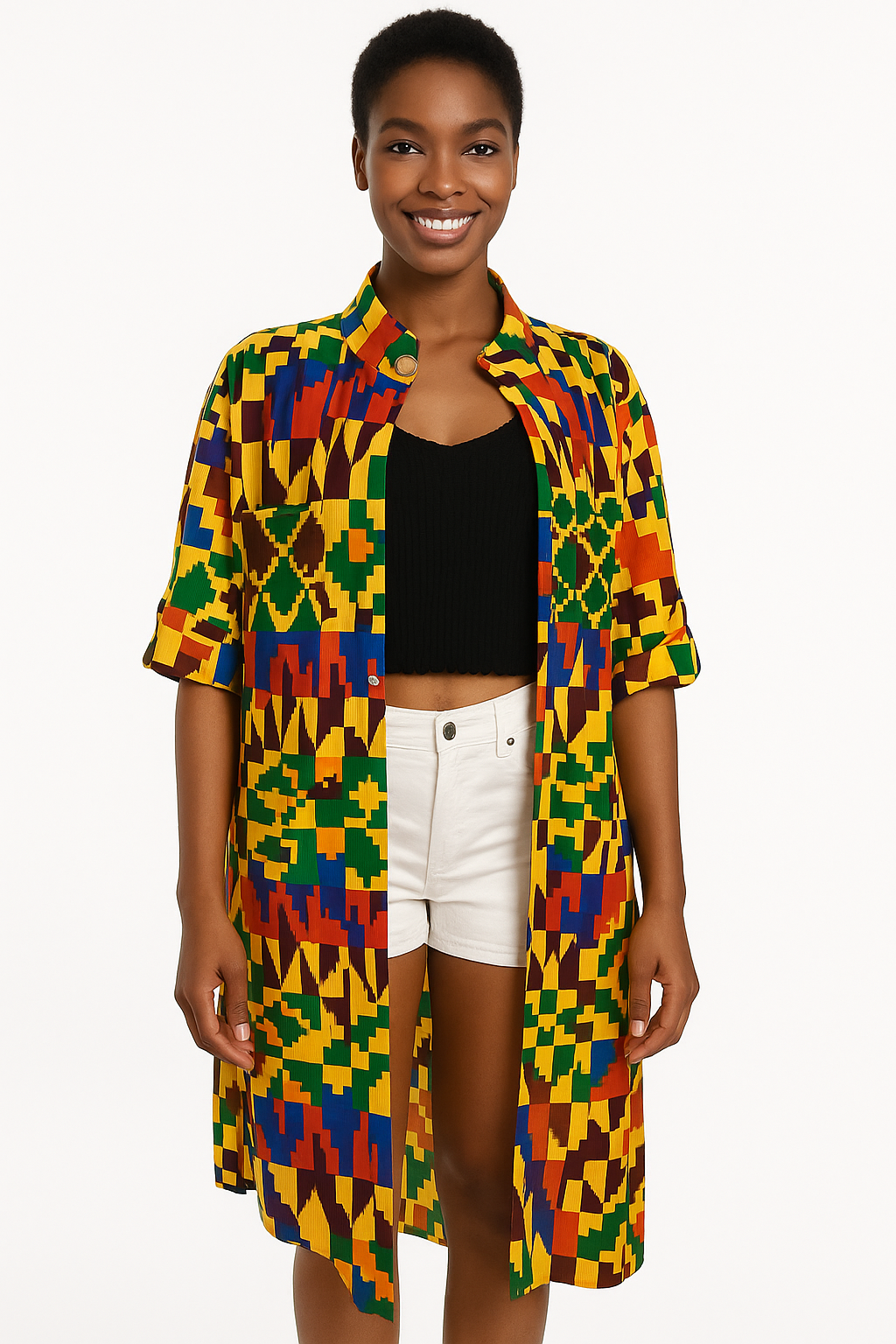 Colorful Kente African Print Shirt Dress