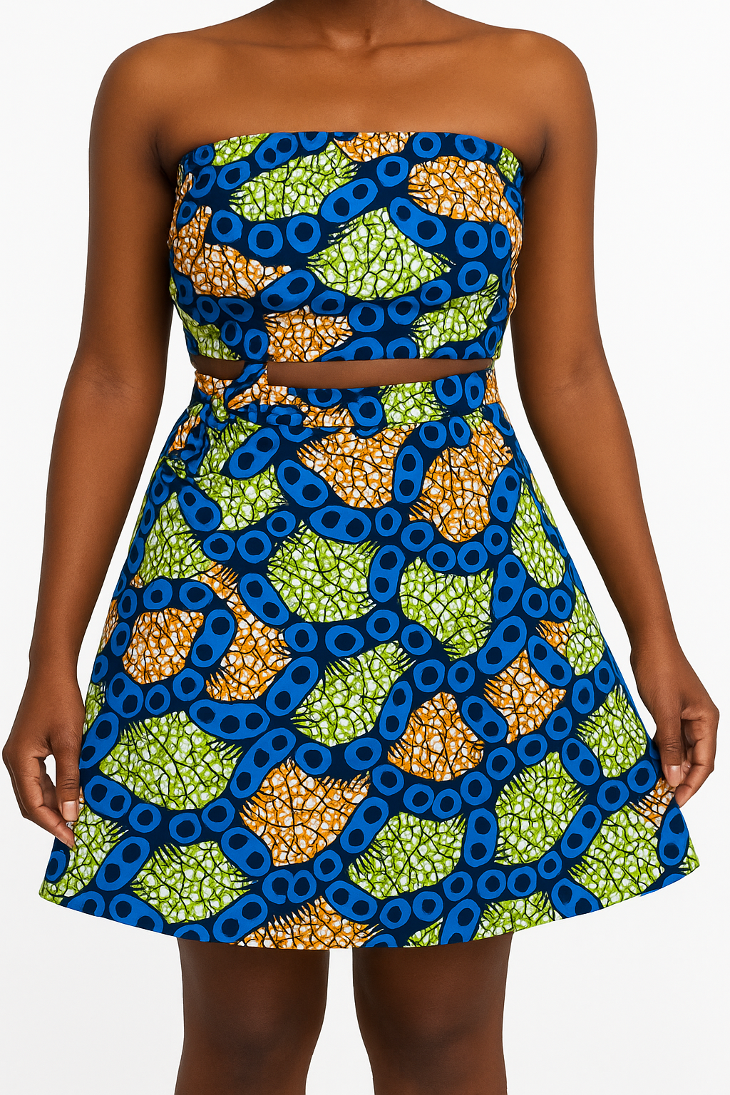 African print Colorful bandeau top and wrap skirt 2