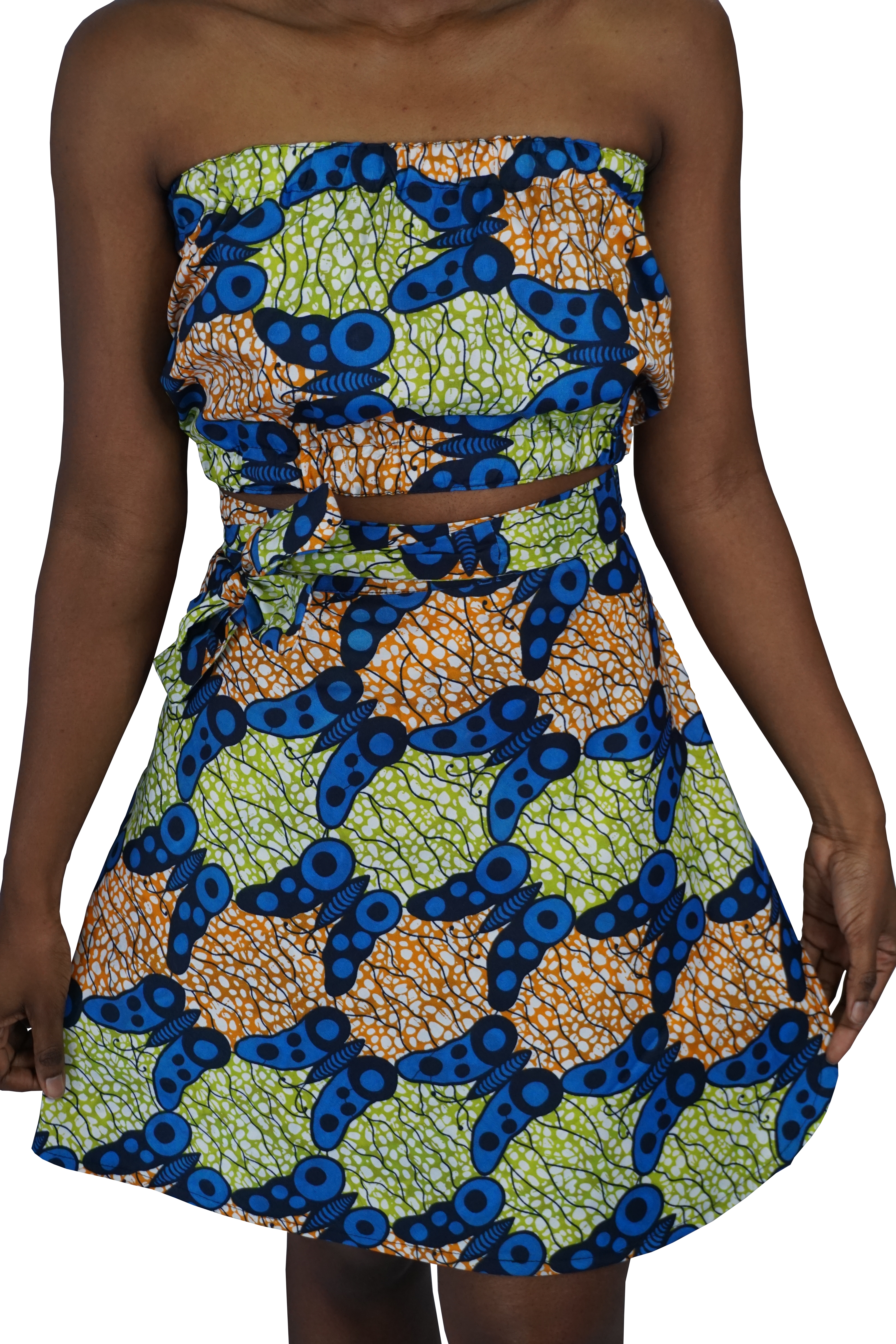 African print Colorful bandeau top and wrap skirt 2