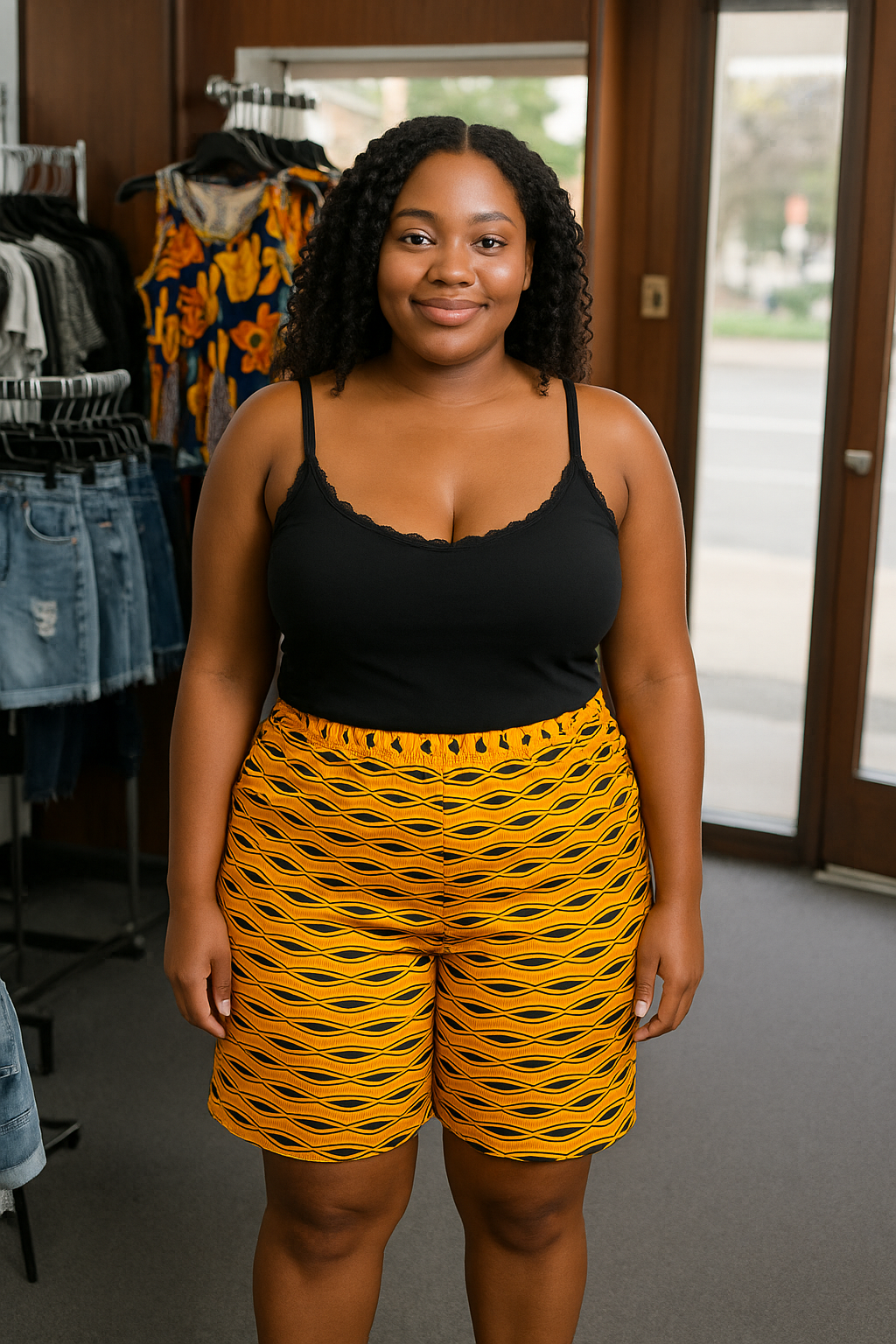 Yellow Patterned Shorts