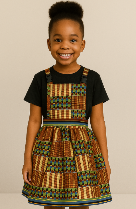 Children's African print Pinafore Dress 5