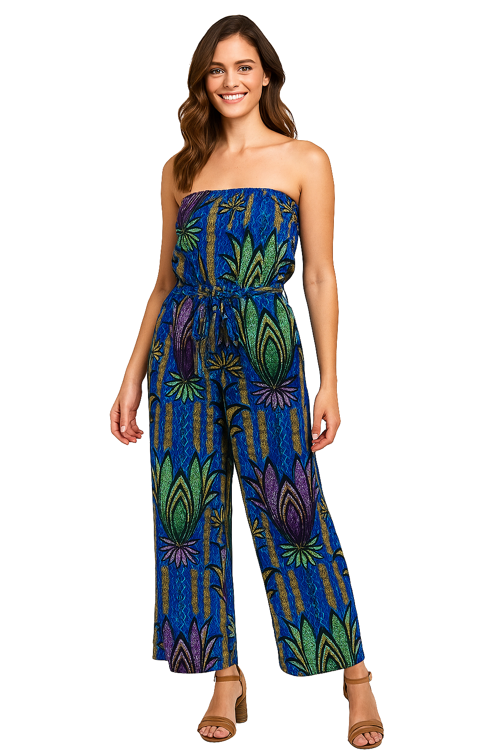 African print Strapless Jumpsuit
