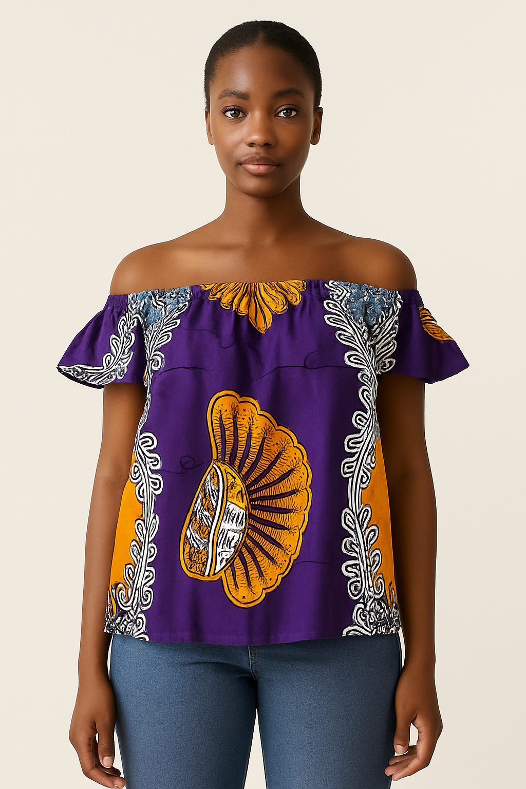 Colorful African print Off-the-Shoulder Top
