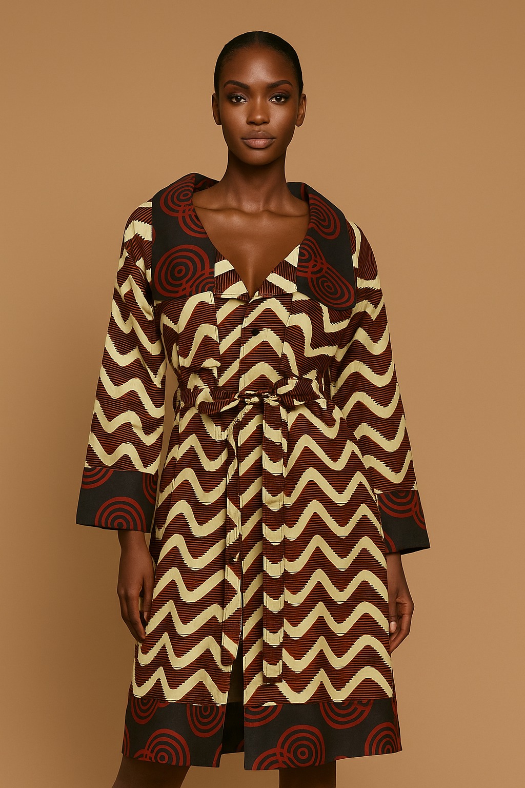 African Print Women's Trench coat