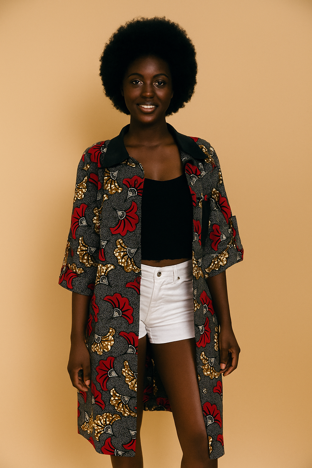 Floral African Print Long Shirt Dress
