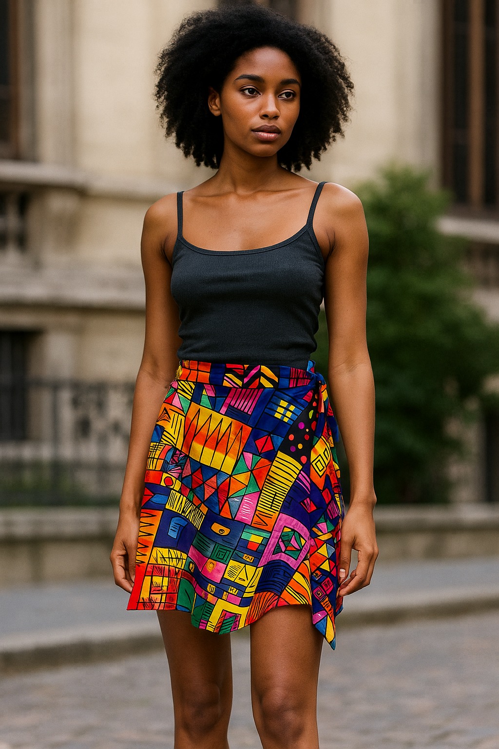 Colorful African print Geometric wrap Skirt