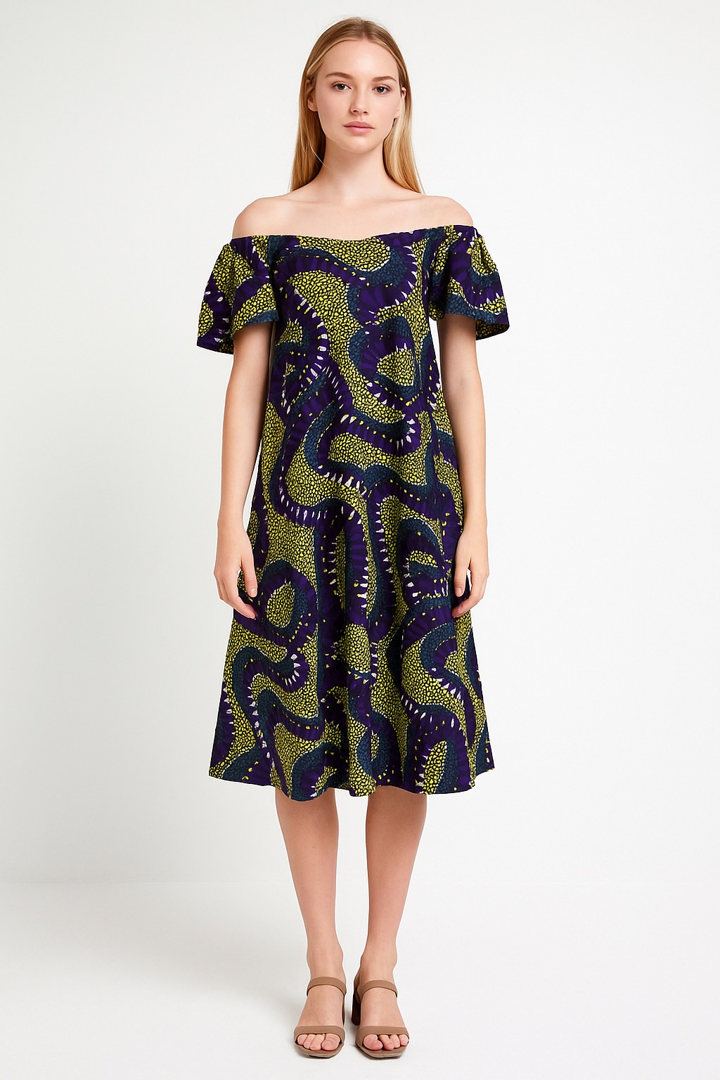 Purple/Yellow African print Dress