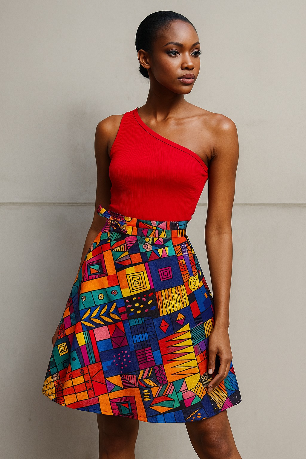 Colorful African print Geometric wrap Skirt