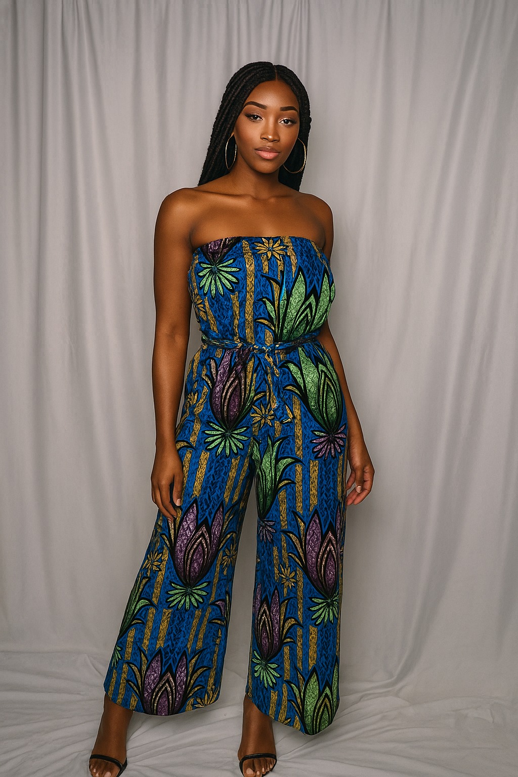 African print Strapless Jumpsuit