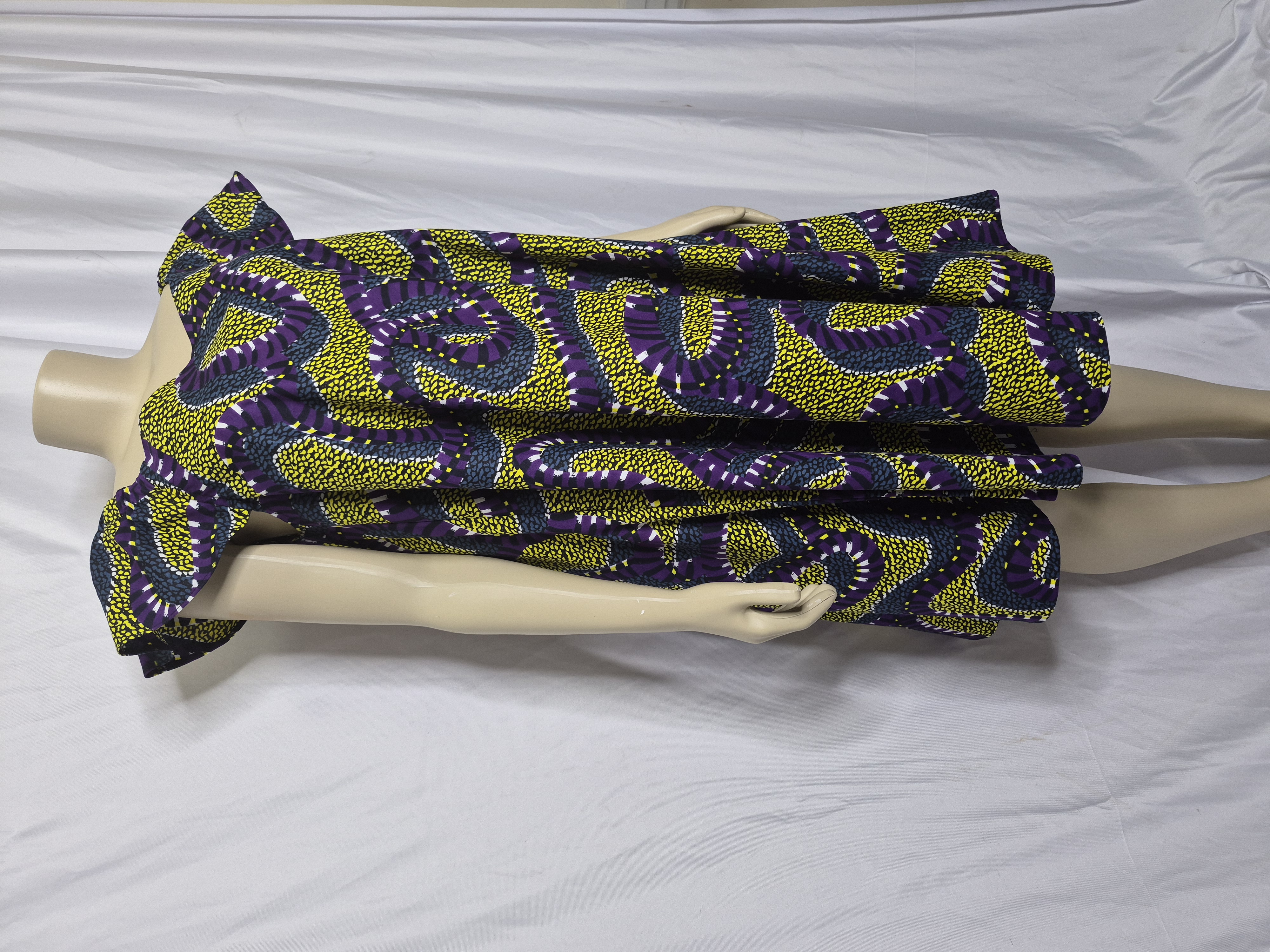 Purple/Yellow African Print Midi Dress