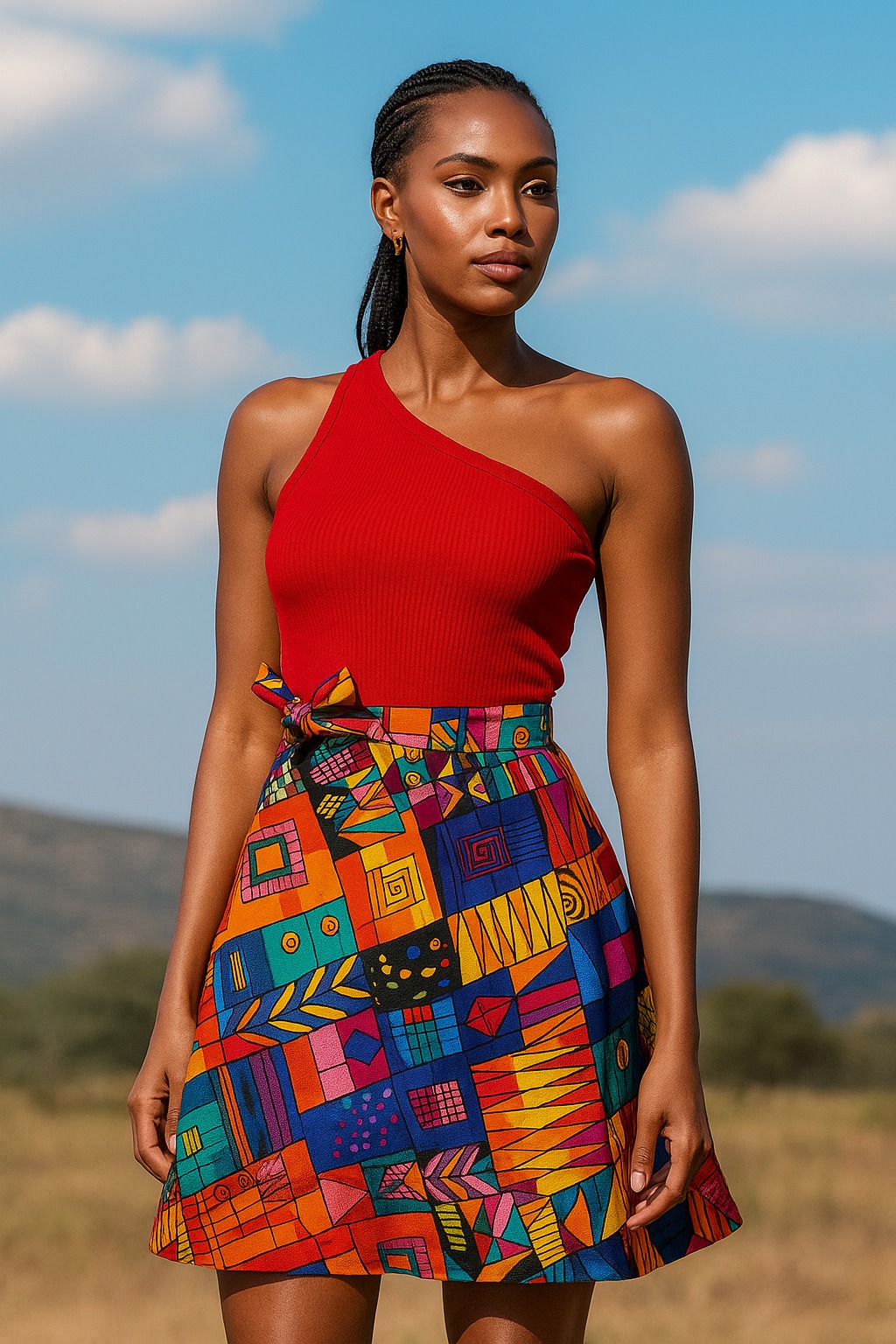 Colorful African print Geometric wrap Skirt
