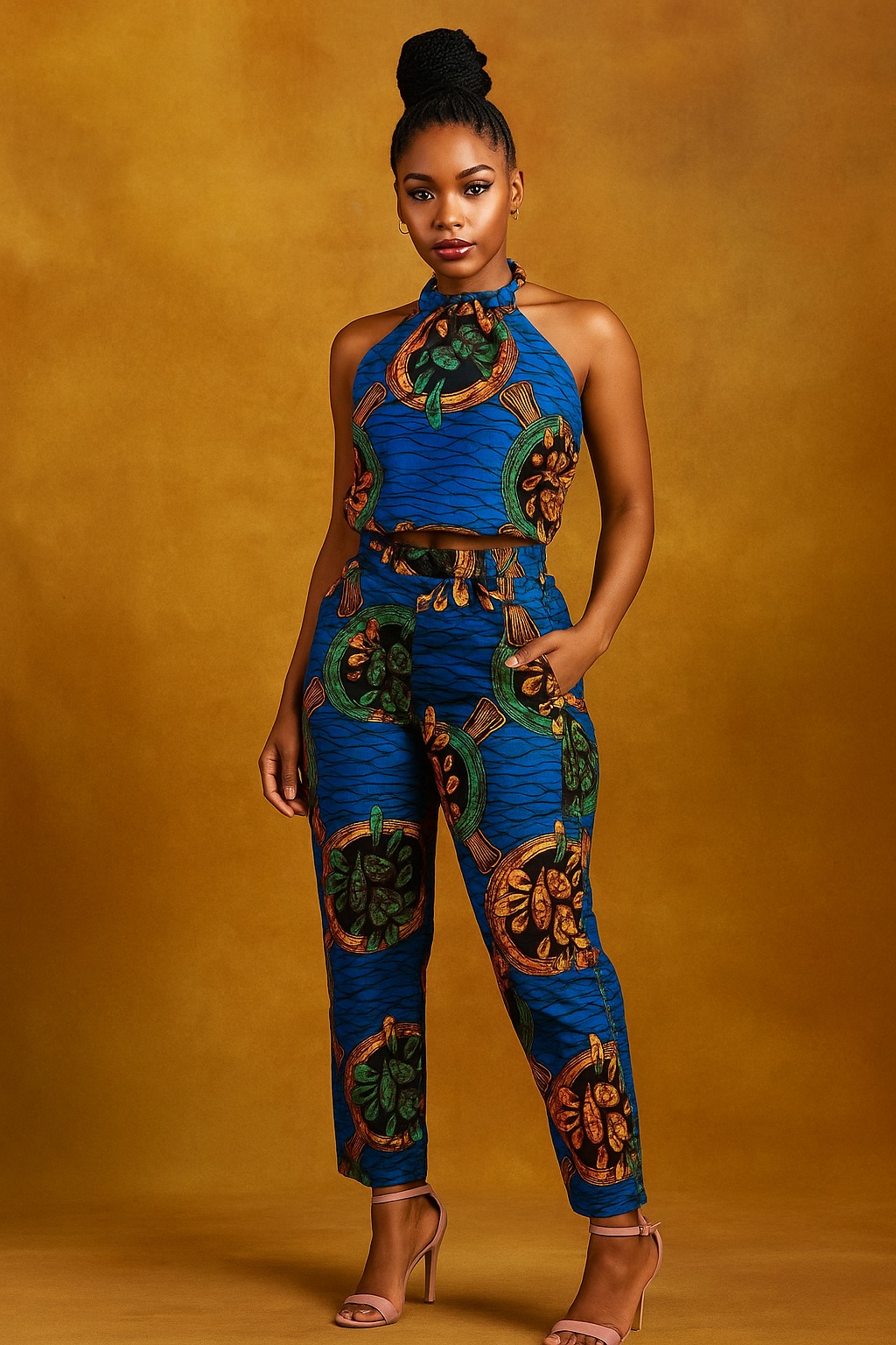 African Print Halter Jumpsuit