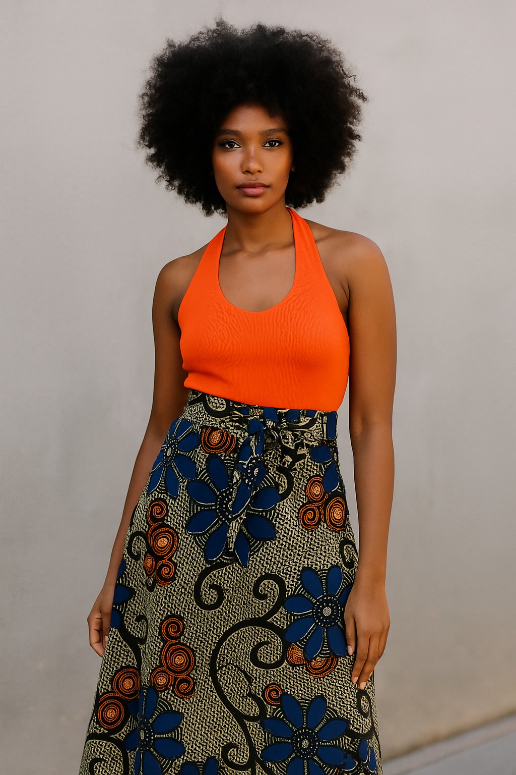 Floral African Print long wrap Skirt