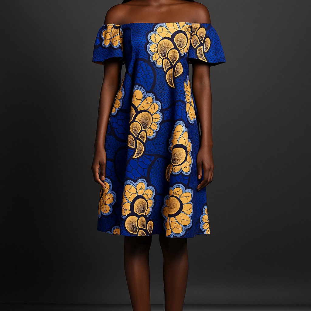 Off-Shoulder Flower African Print Dress