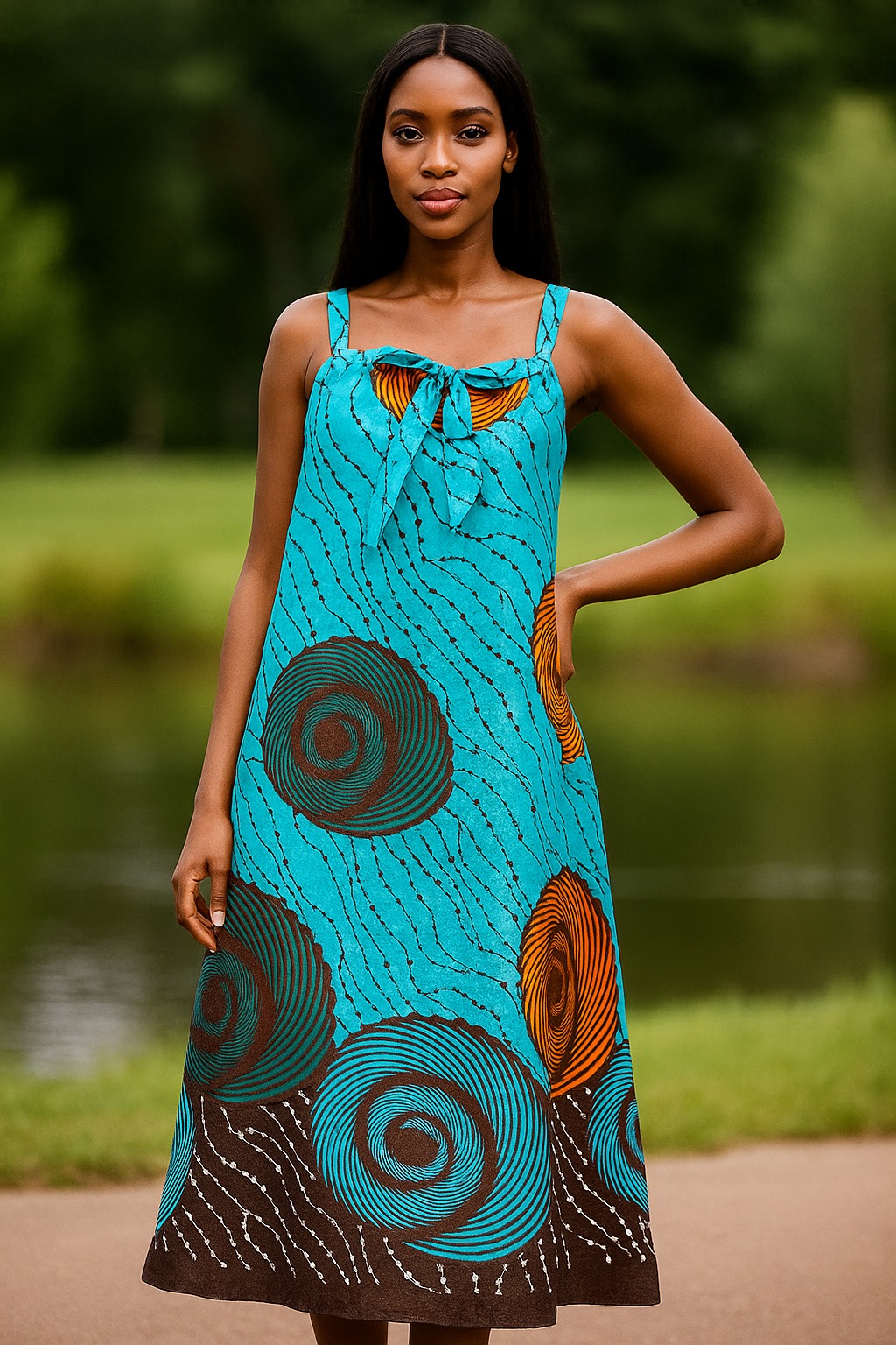 Ocean African Print Maxi Dress
