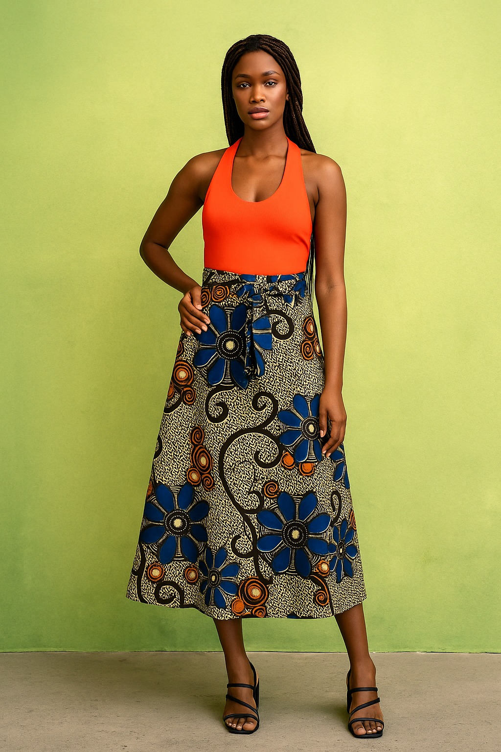 Floral African Print long wrap Skirt