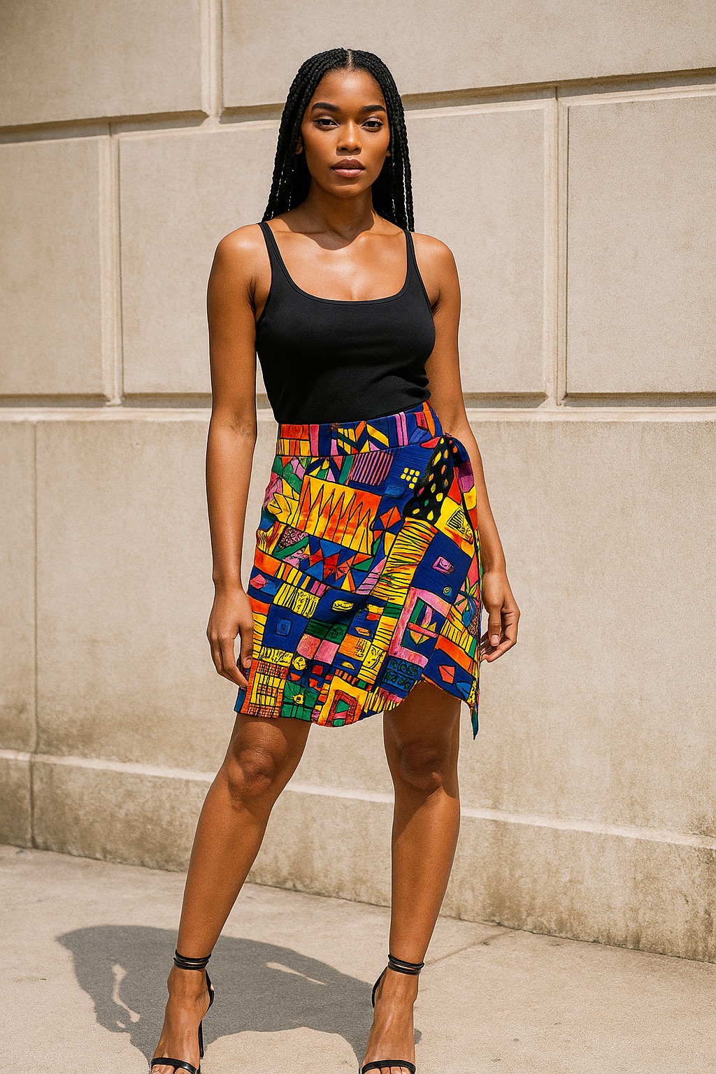Colorful African print Geometric wrap Skirt