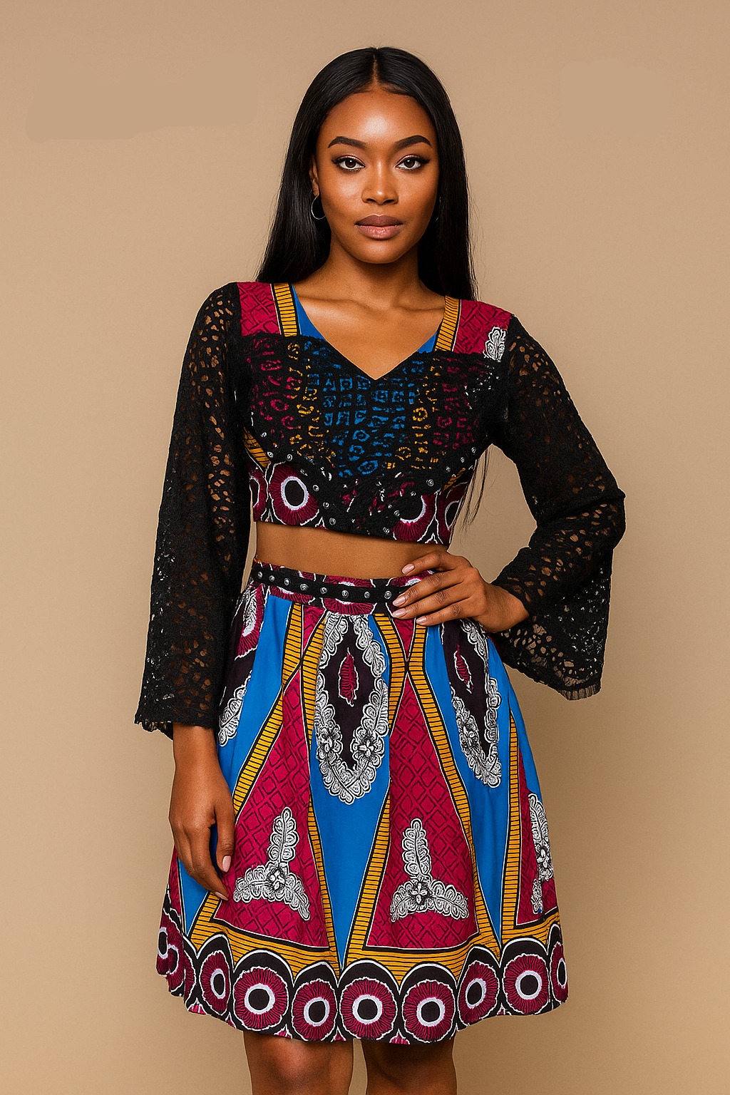 African Print Two-Piece Dress