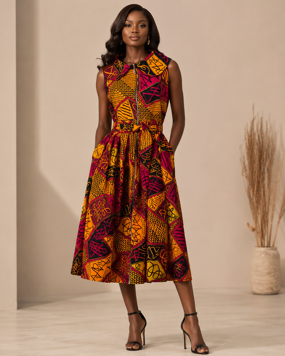 African Print Midi Dress