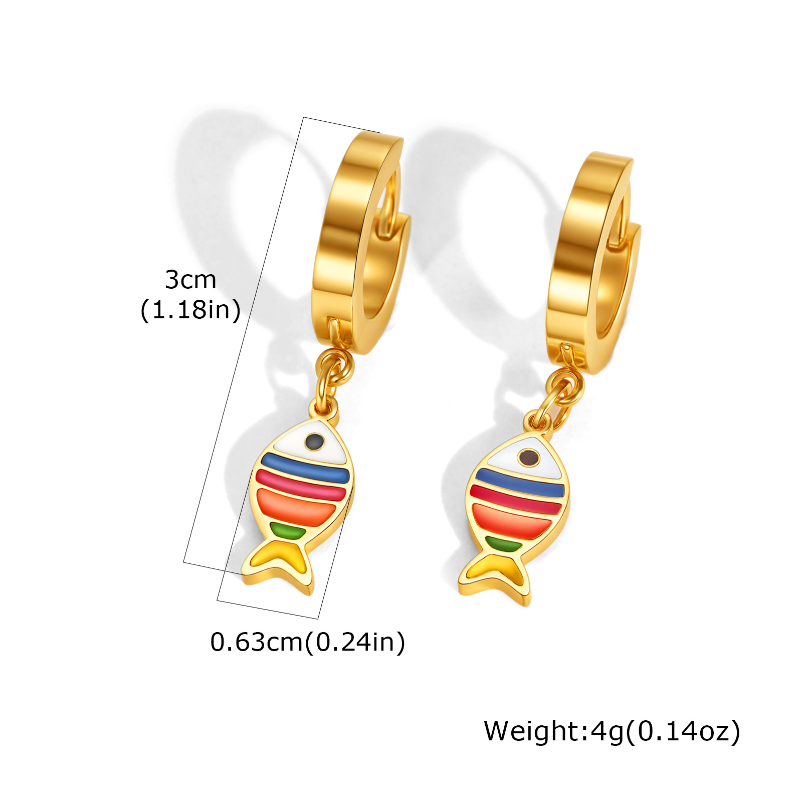Pendientes de aro con dijes de pez