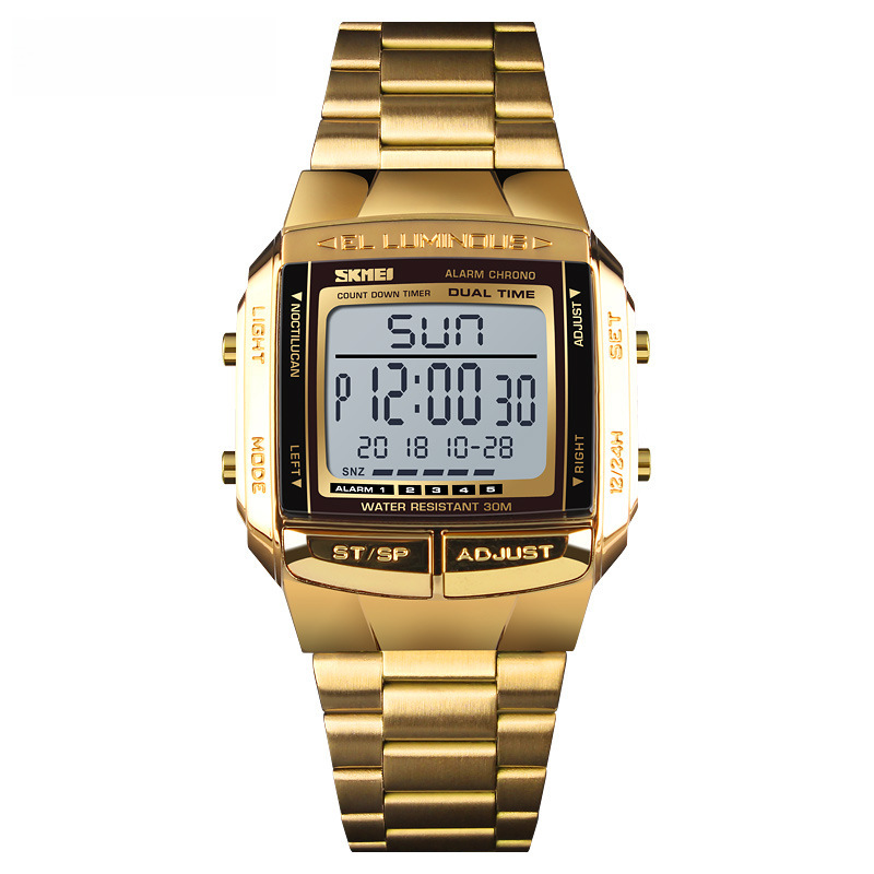 Reloj digital dorado