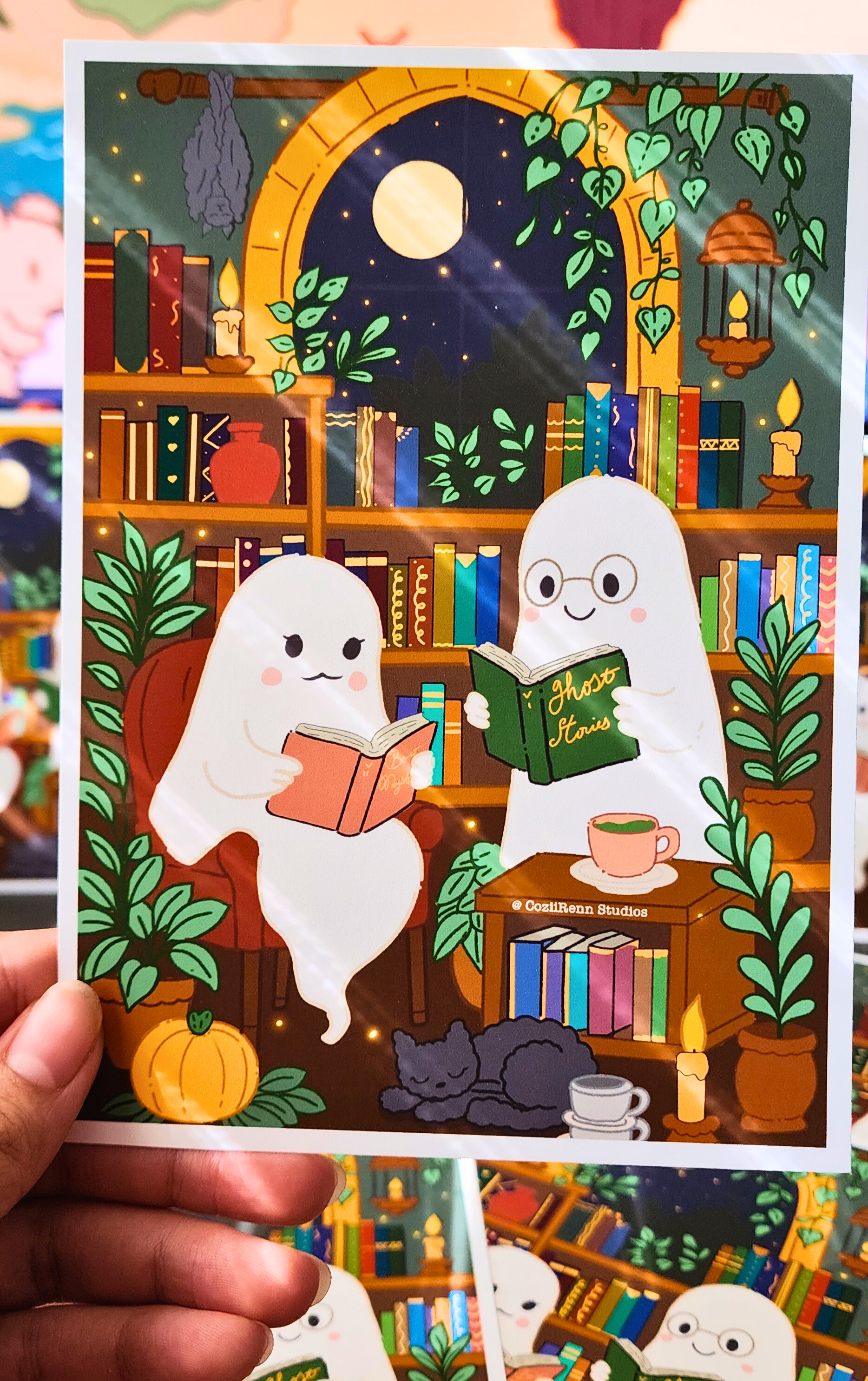 Boo & Books Art Print