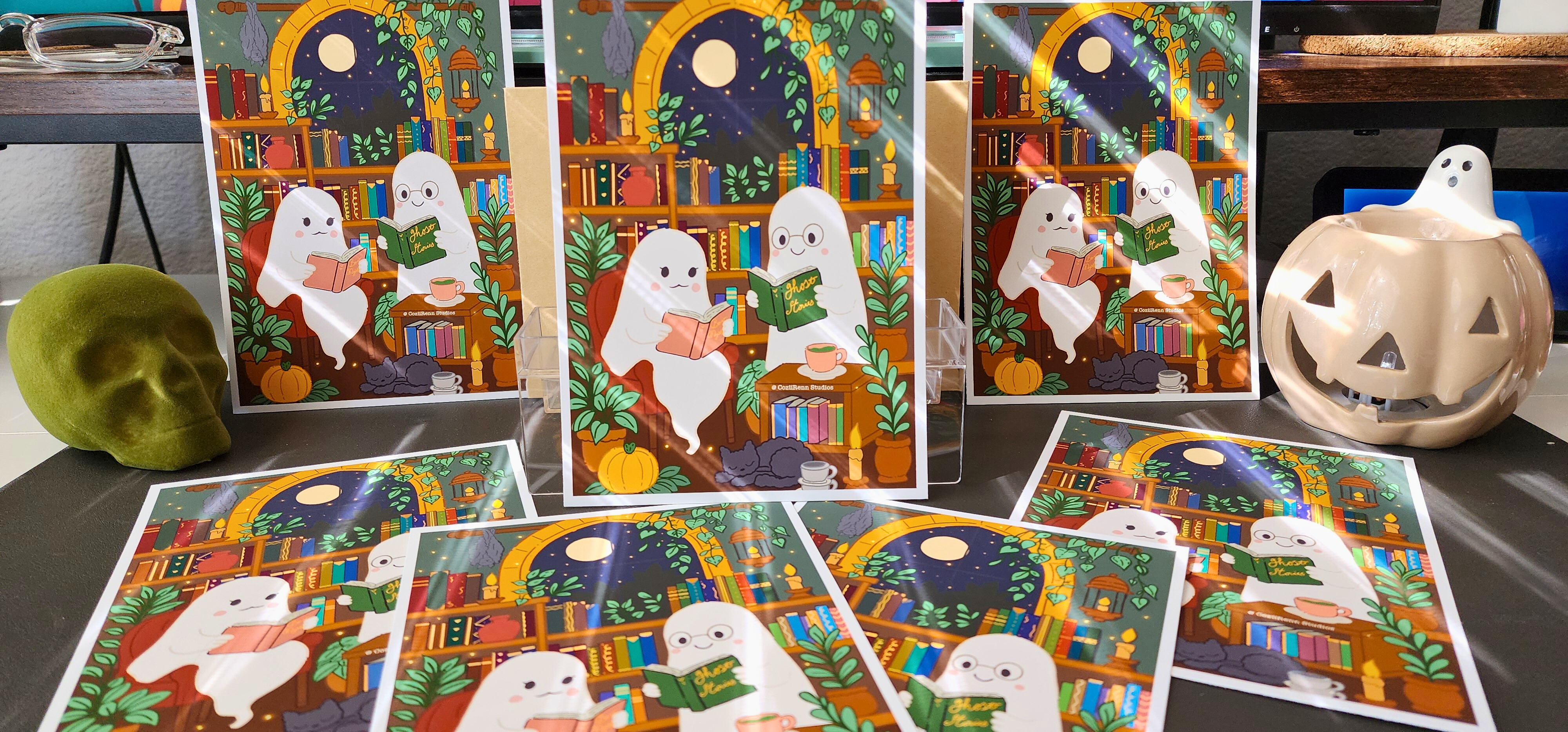 Boo & Books Art Print