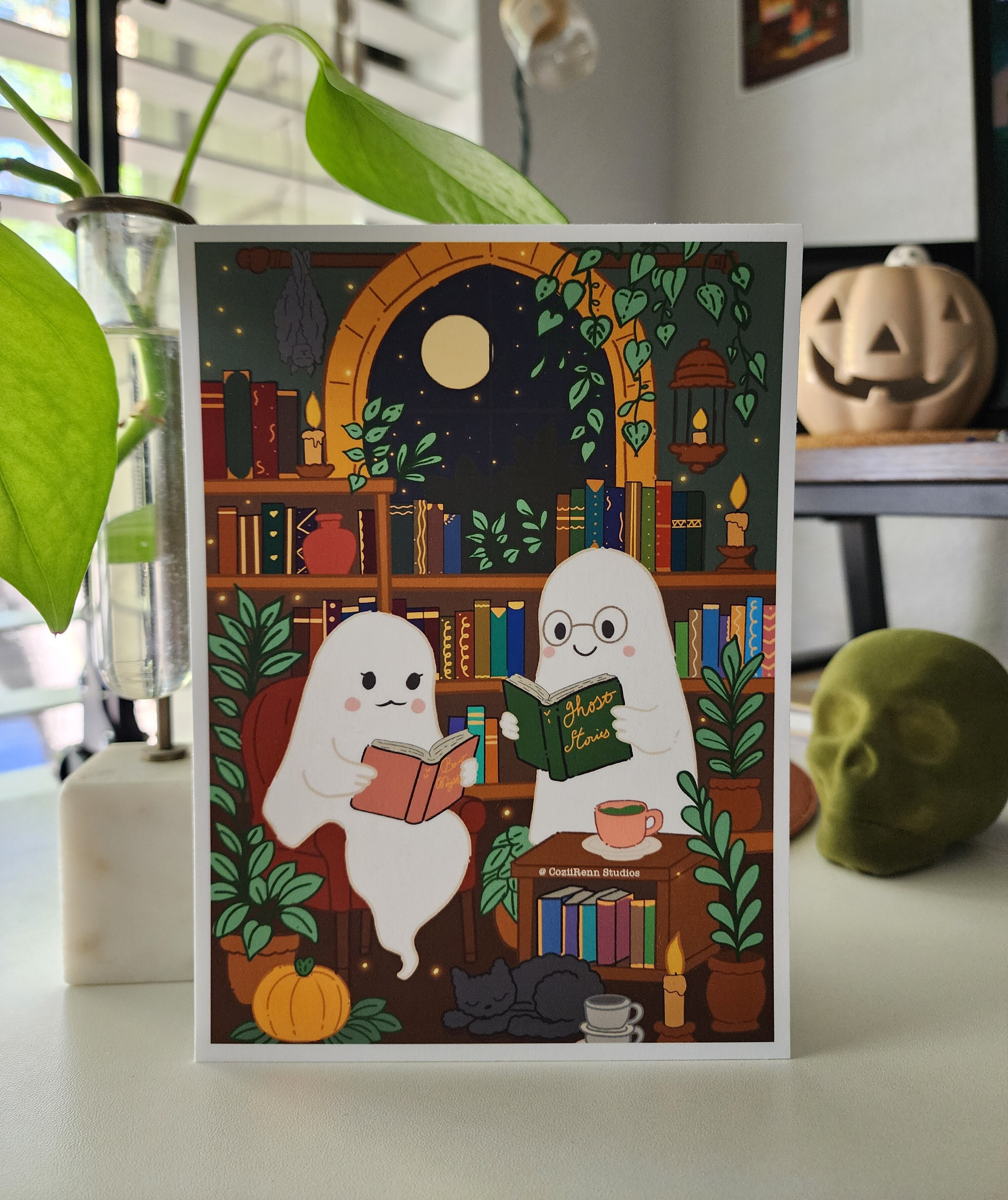 Boo & Books Art Print