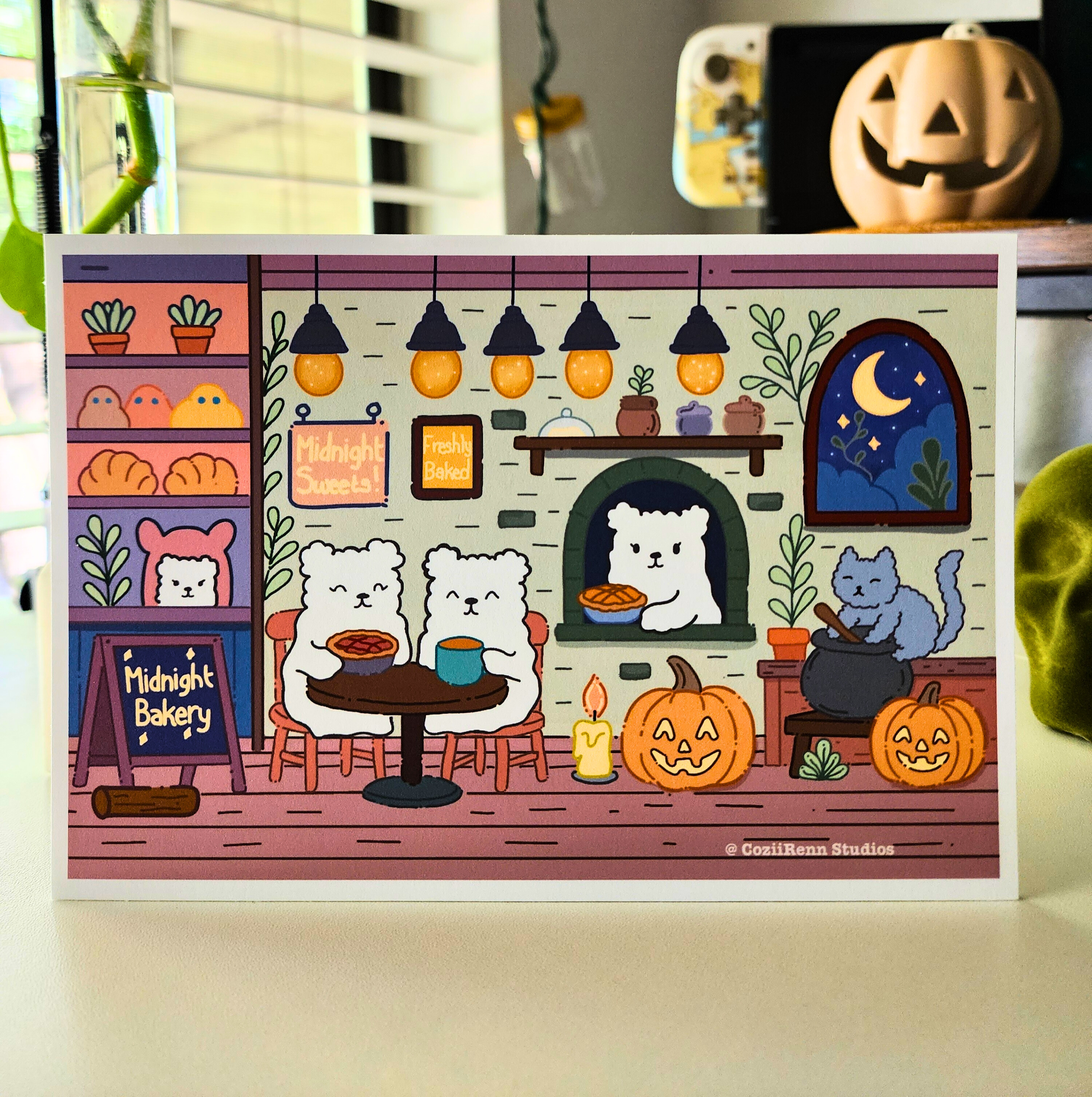 Cozy Midnight Bakery Art Print