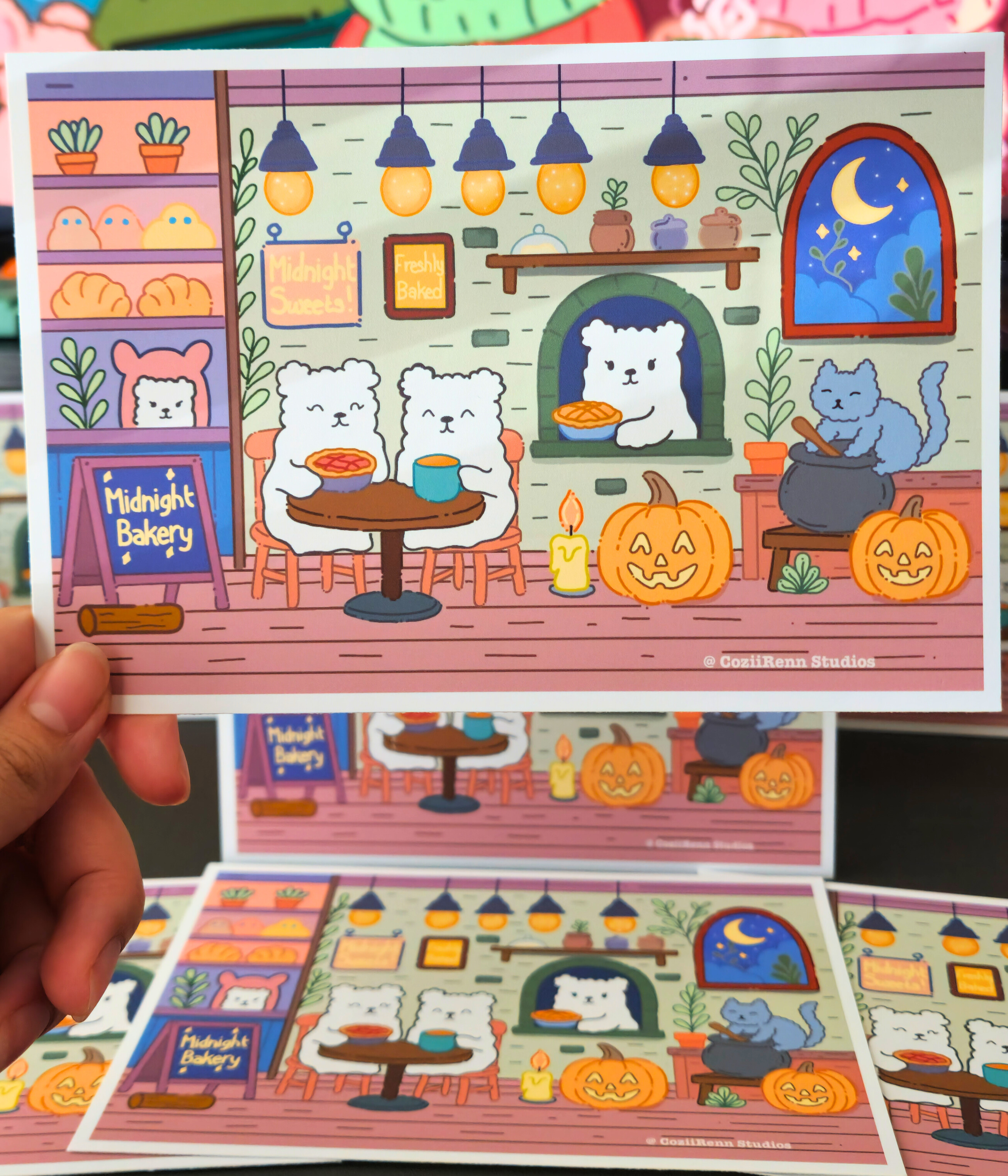 Cozy Midnight Bakery Art Print