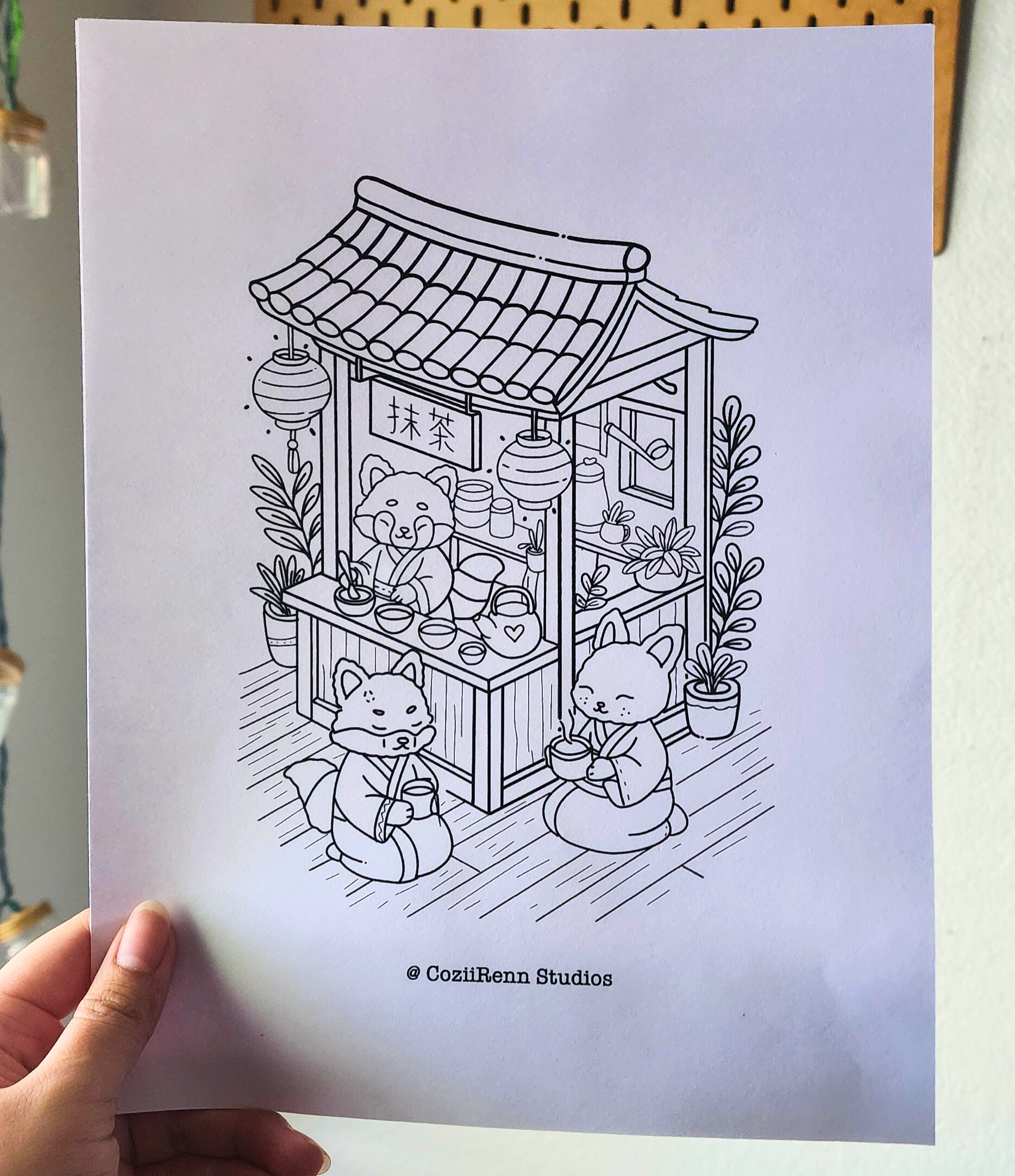 Cozy Tea Shop Coloring Page 2pk
