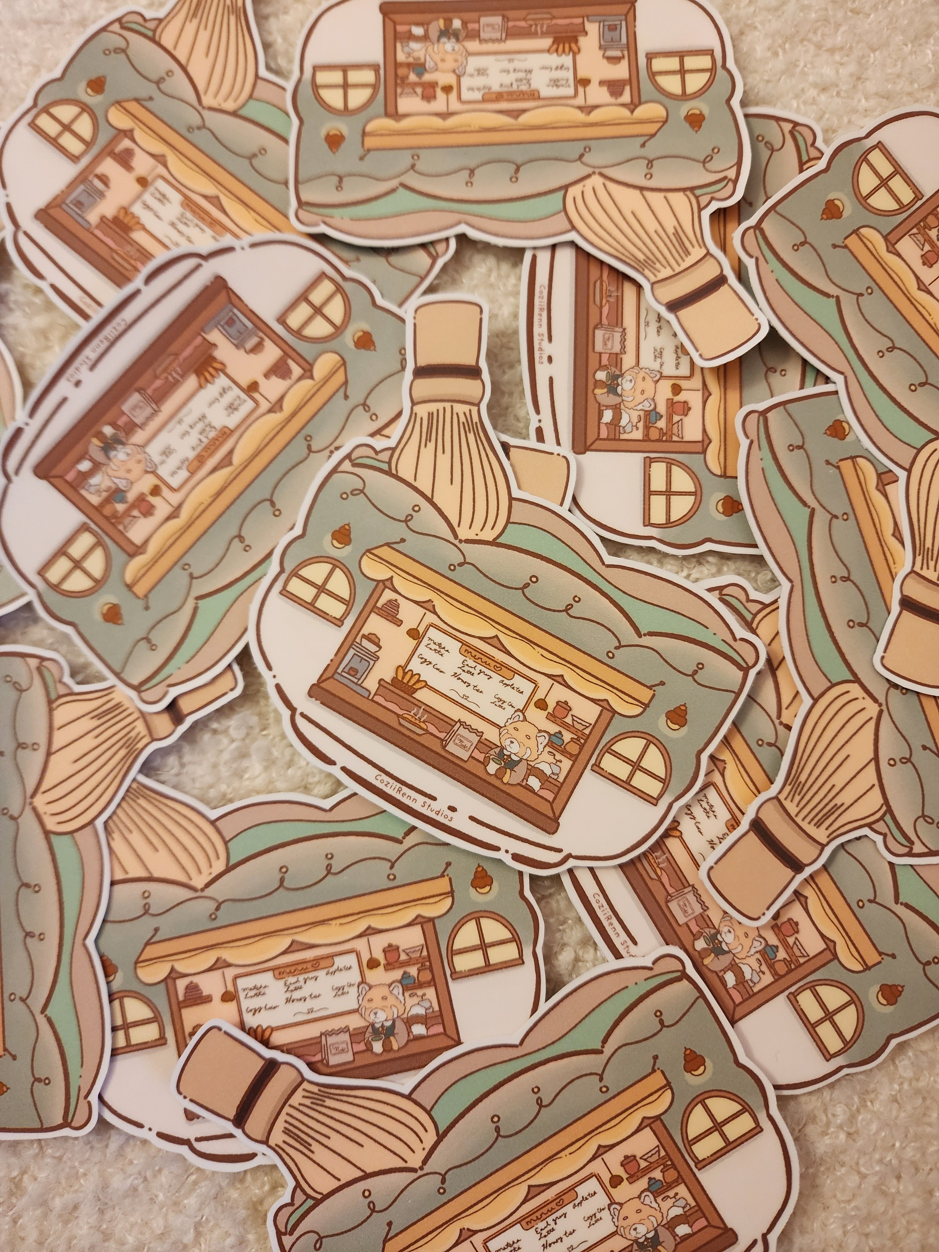 Cozy Matcha Cafe Sticker