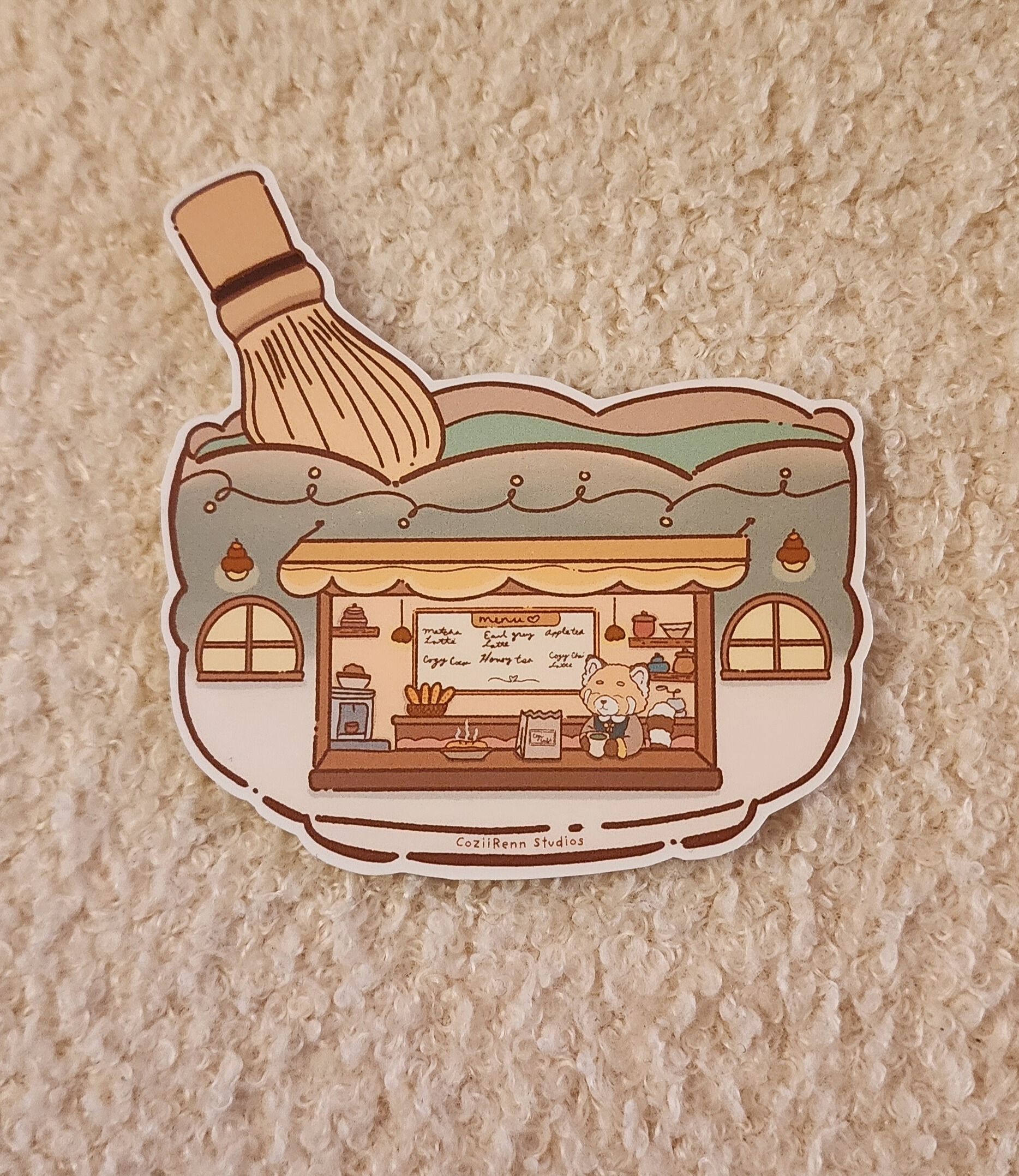 Cozy Matcha Cafe Sticker