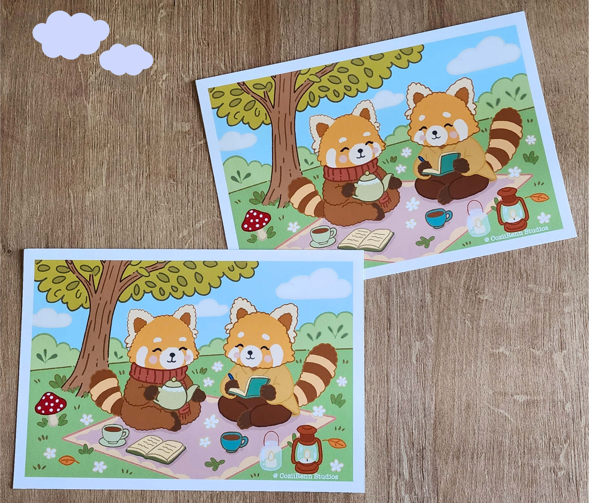 Red Panda Cozy Autumn Picnic Art Print