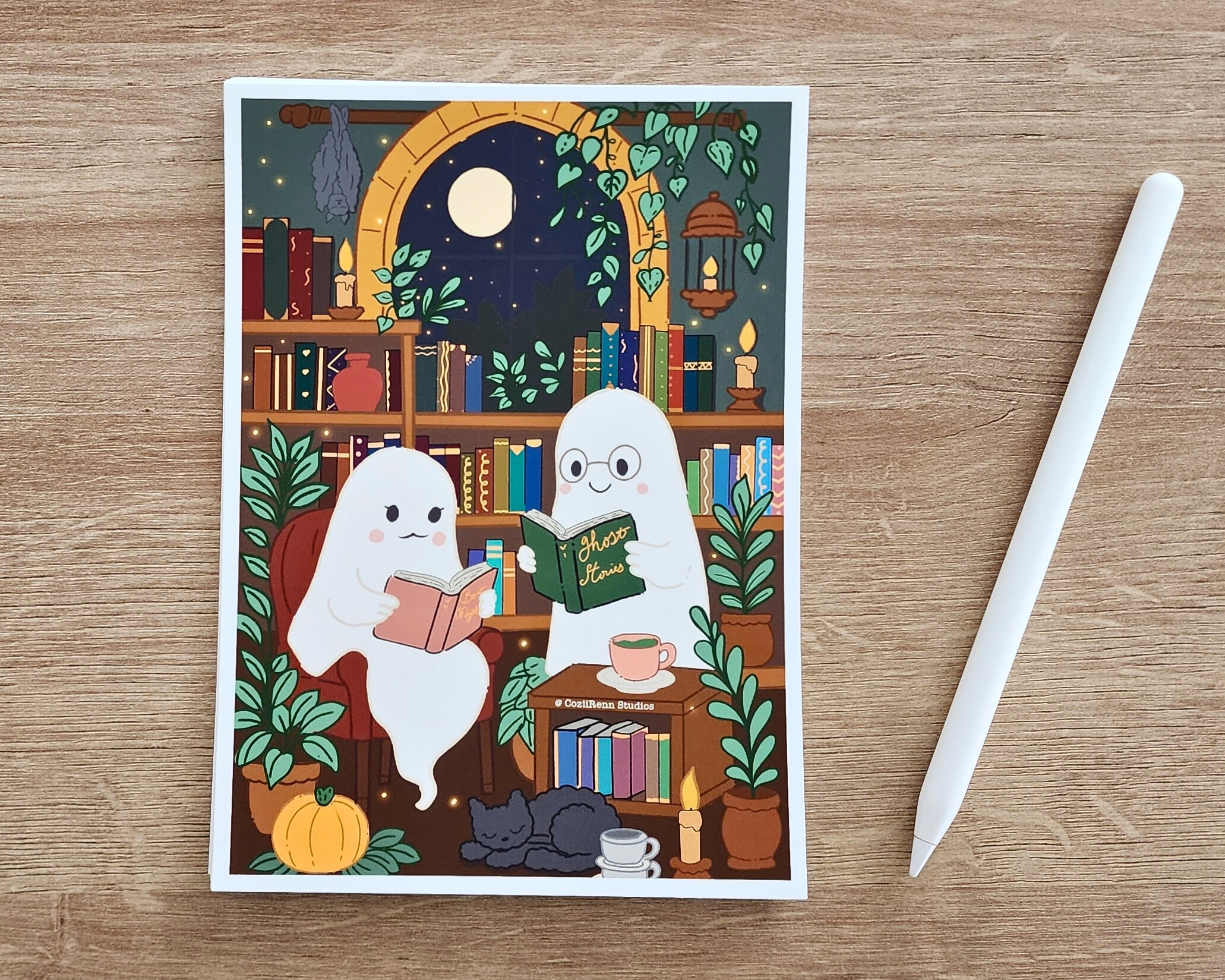 Boo & Books Art Print