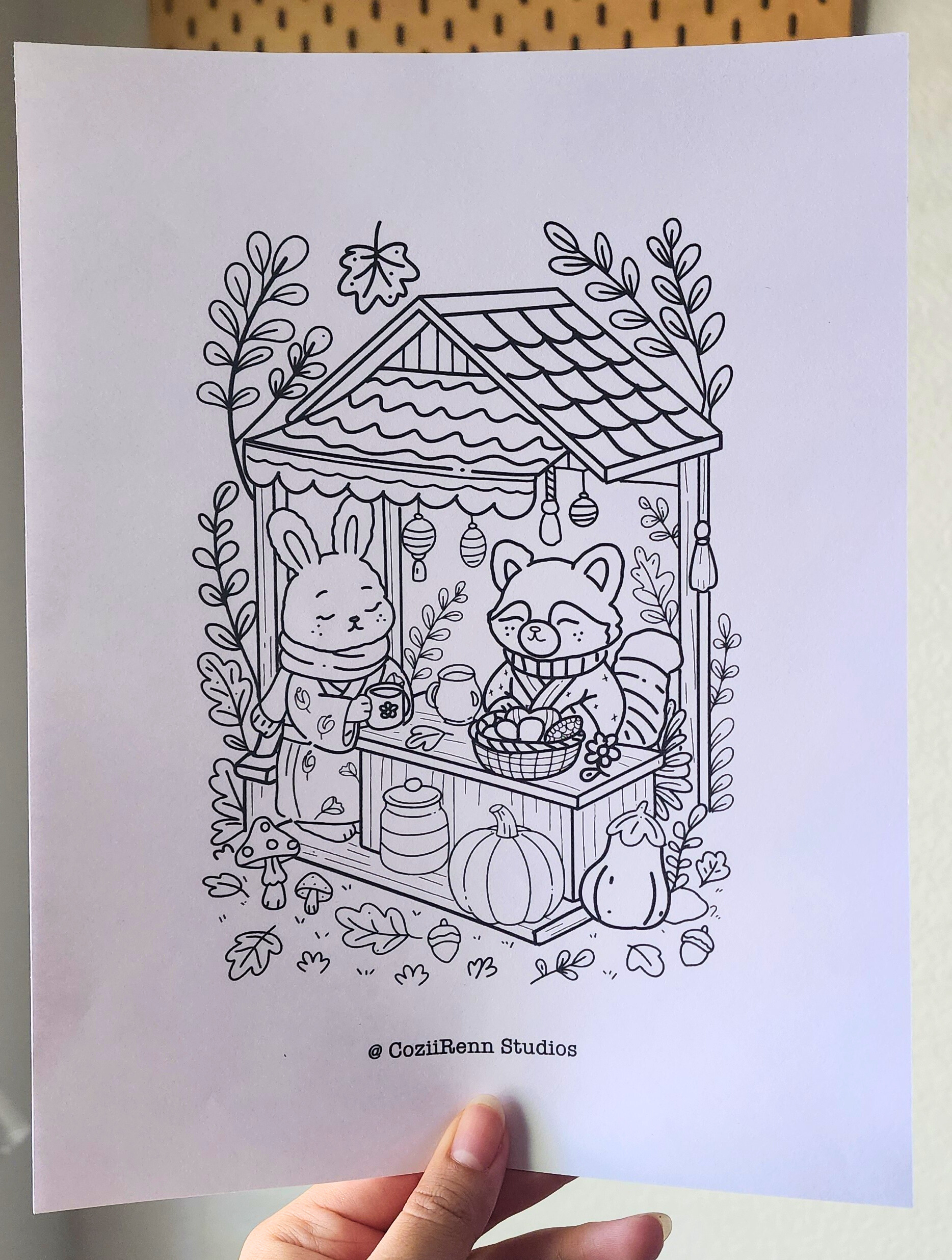 Cozy Tea Shop Coloring Page 2pk