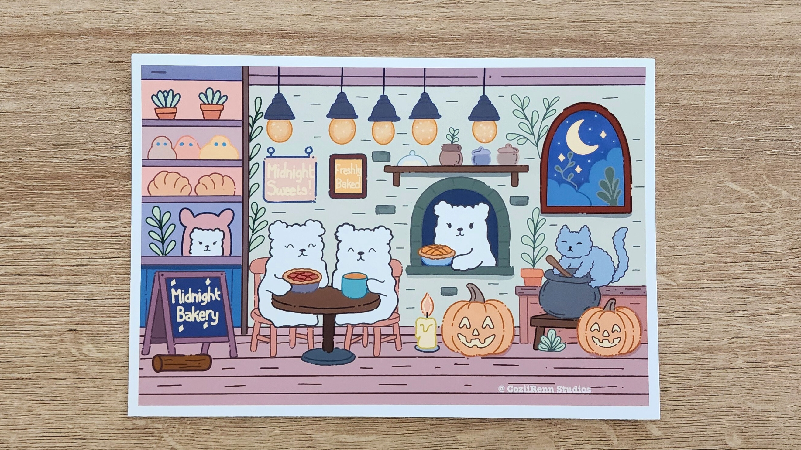 Cozy Midnight Bakery Art Print