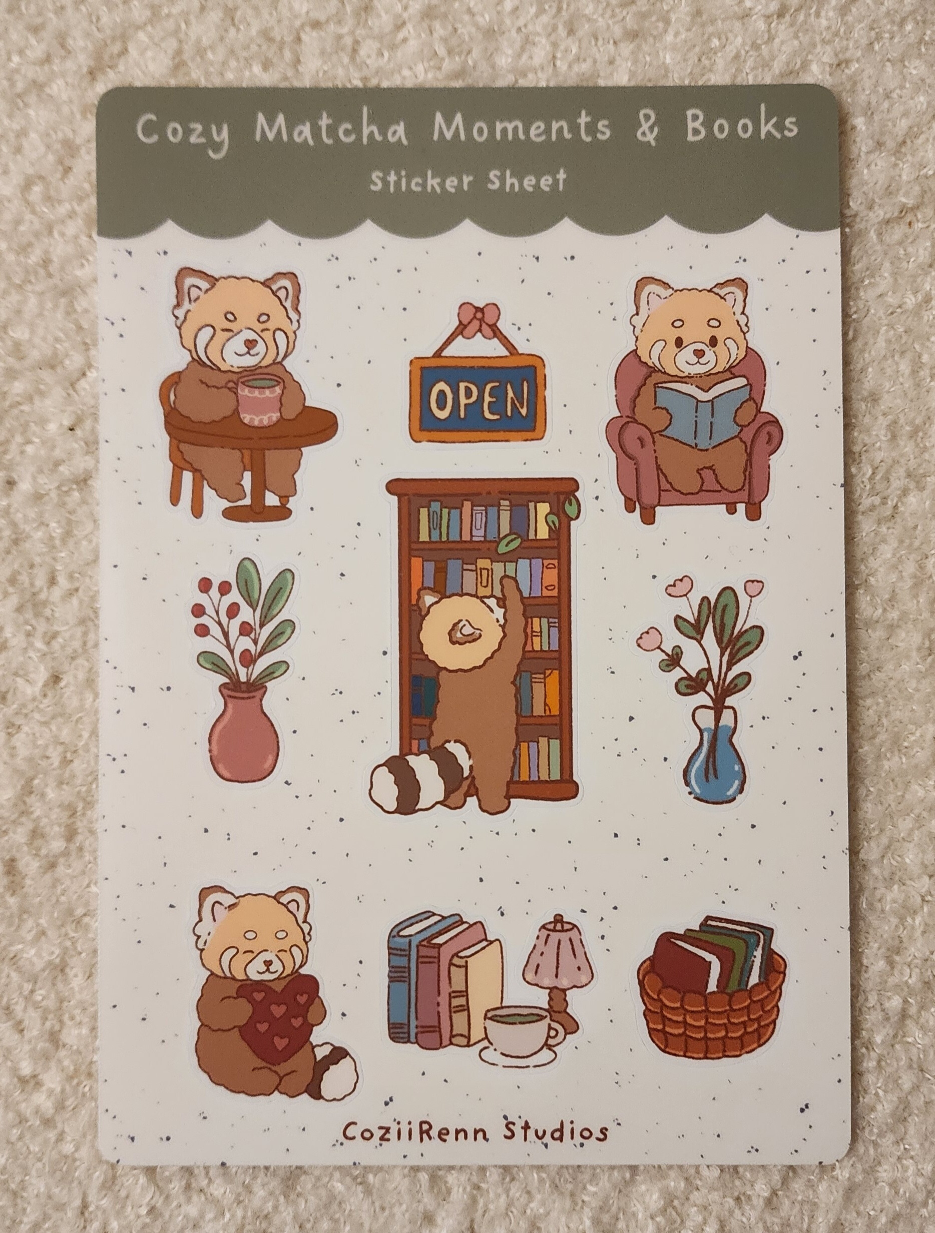 Cozy Matcha Moments & Books Sticker Sheet