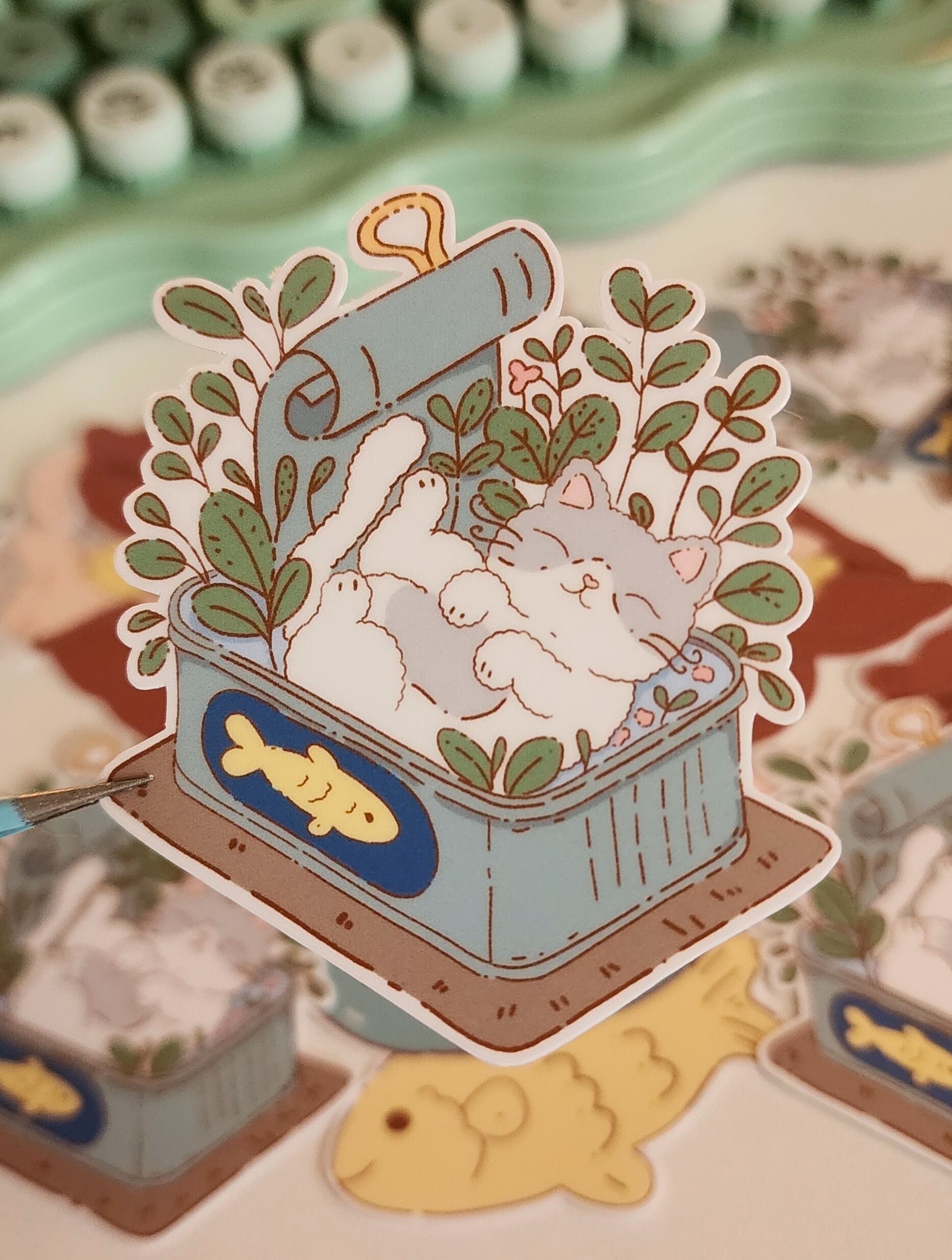 Cute Cat in Tin Sticker