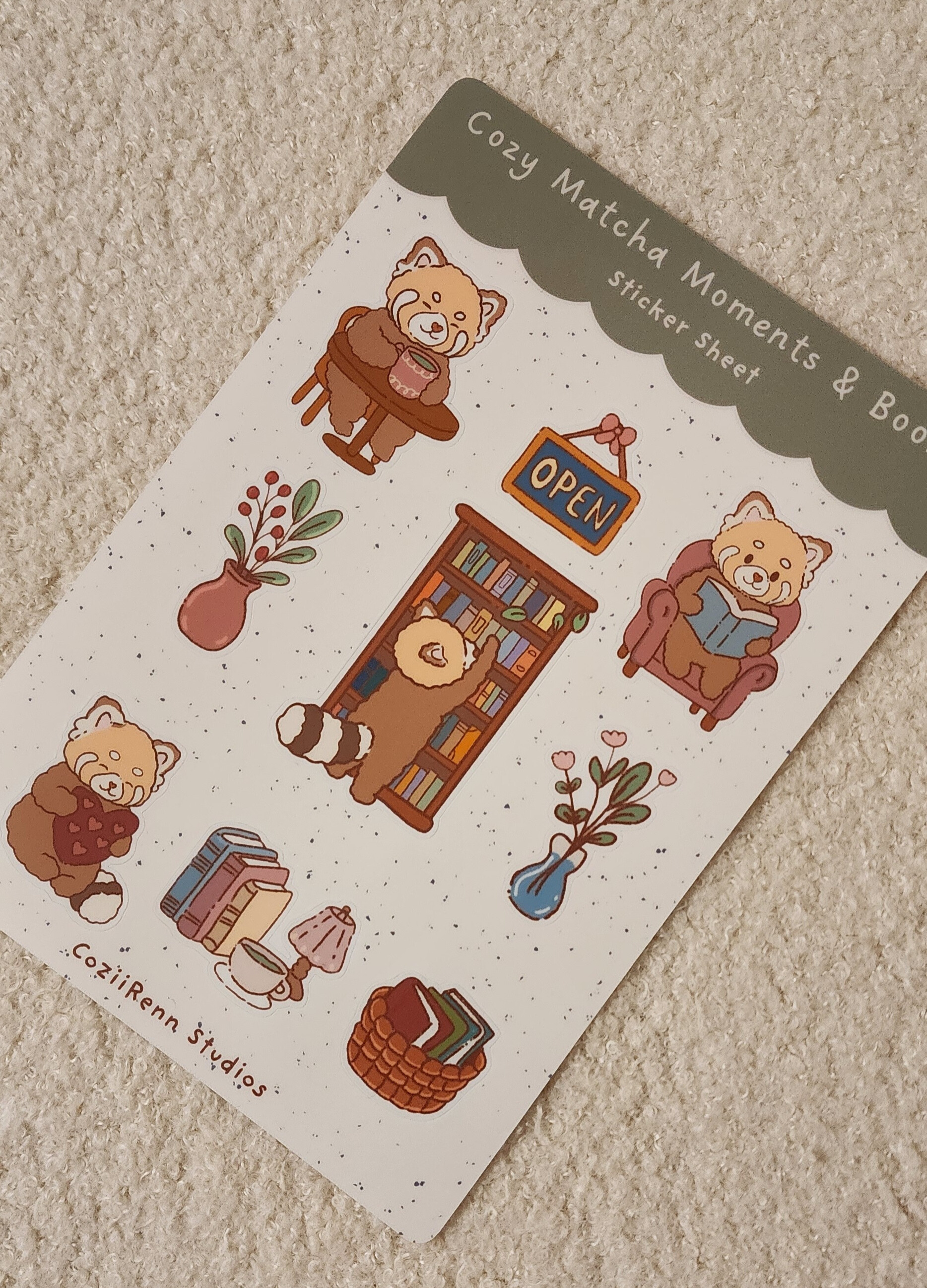 Cozy Matcha Moments & Books Sticker Sheet