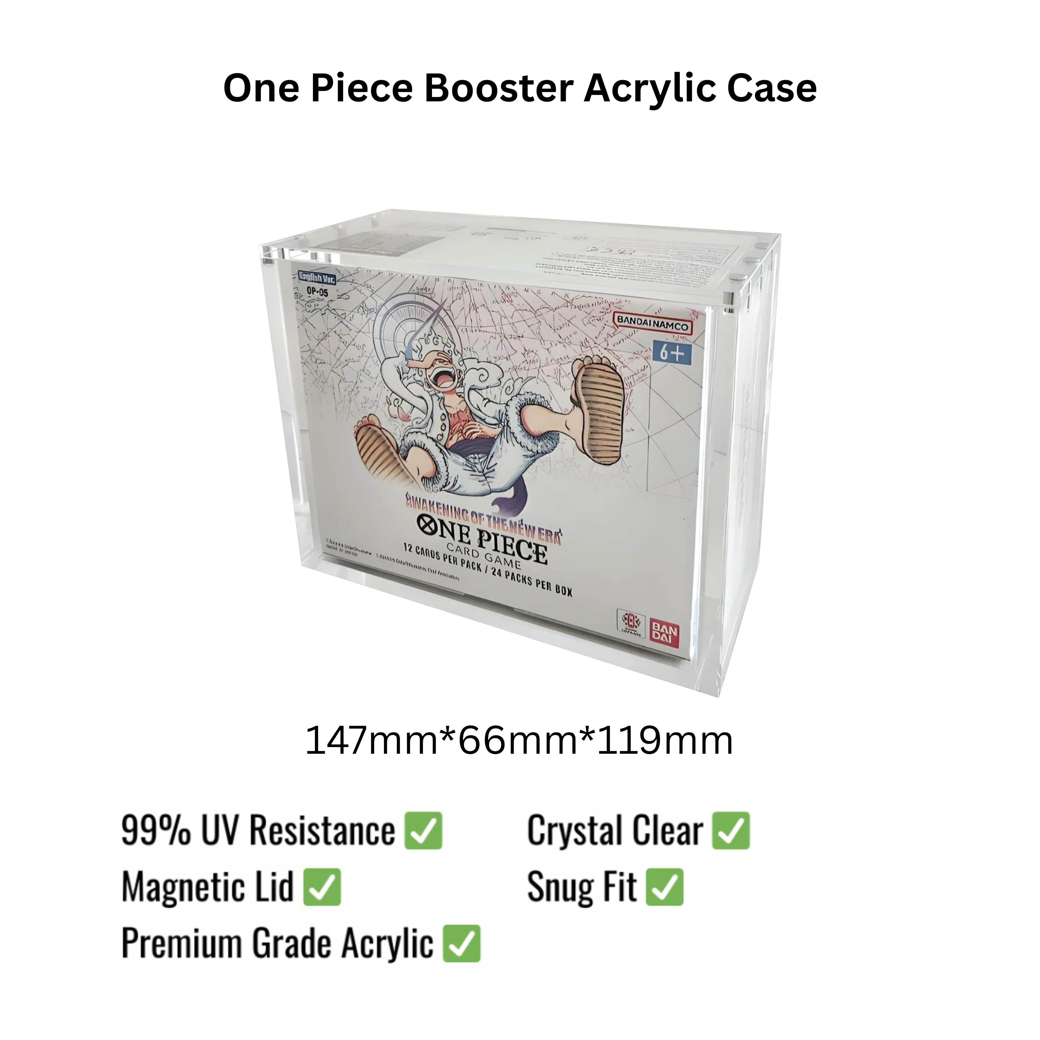 English One Piece Acrylic Case (Compatible with OP-04 and Newer) | Magnetic Easy Top Loading | Thick 6mm+4mm