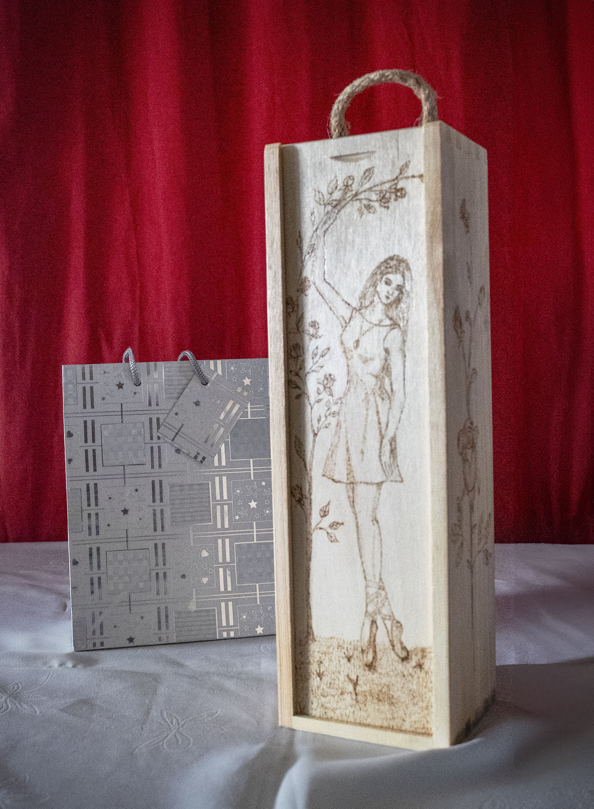  Weinkiste mit Verschluss Rosa Ballerina