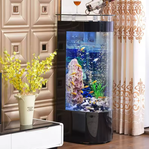 Elegant Cylindrical Fish Tank